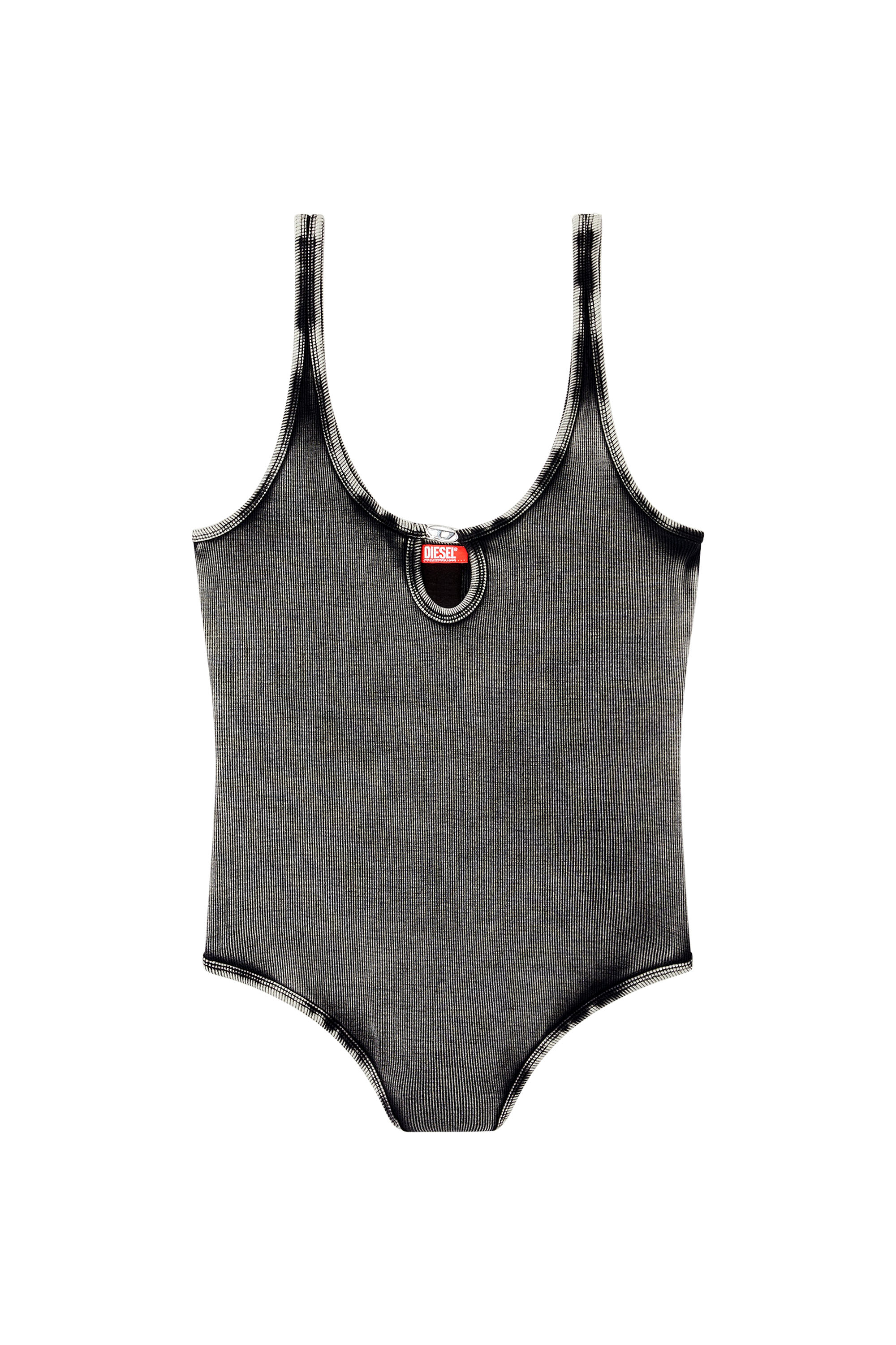 Diesel - MAURA-DNM, Woman's Bodysuit in marble-washed stretch cotton in Dark grey - 3