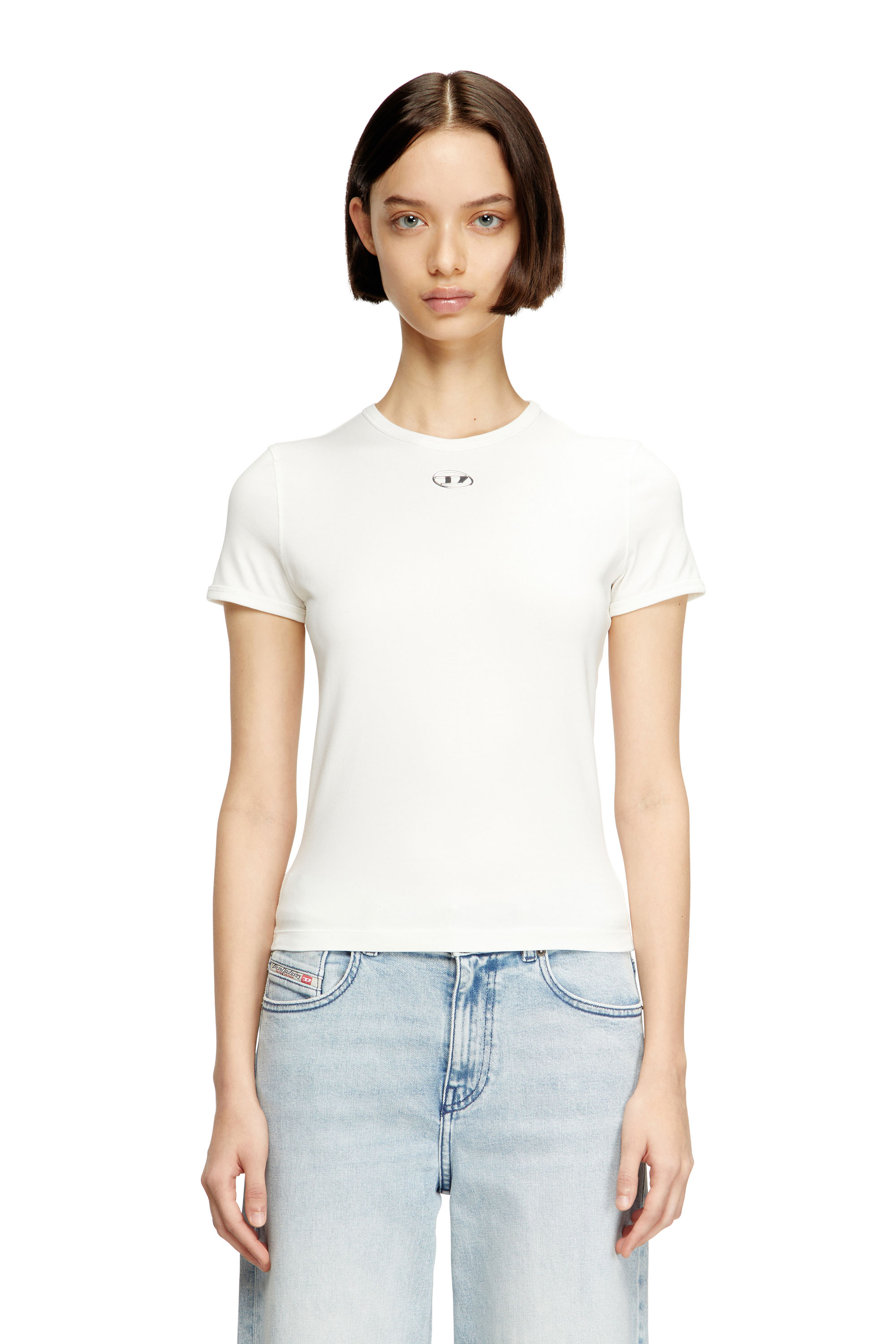 Diesel - T-UNCUTIESLONG-OD, Woman's Slim-fit T-shirt with metallic Oval D in null - 1