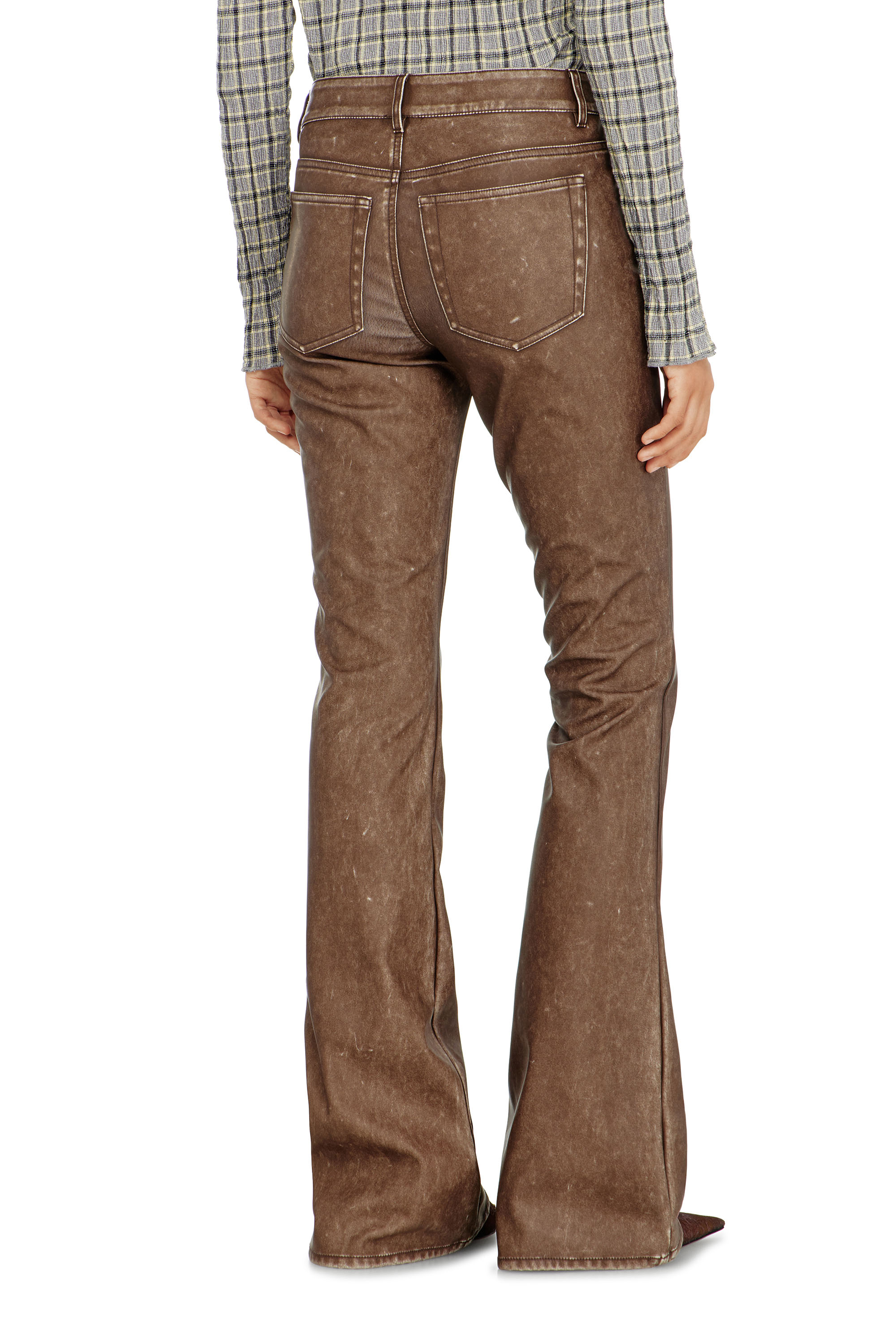 Diesel - P-STELLAR-S1, Woman's Bootcut pants in treated coated fabric in Brown - 3