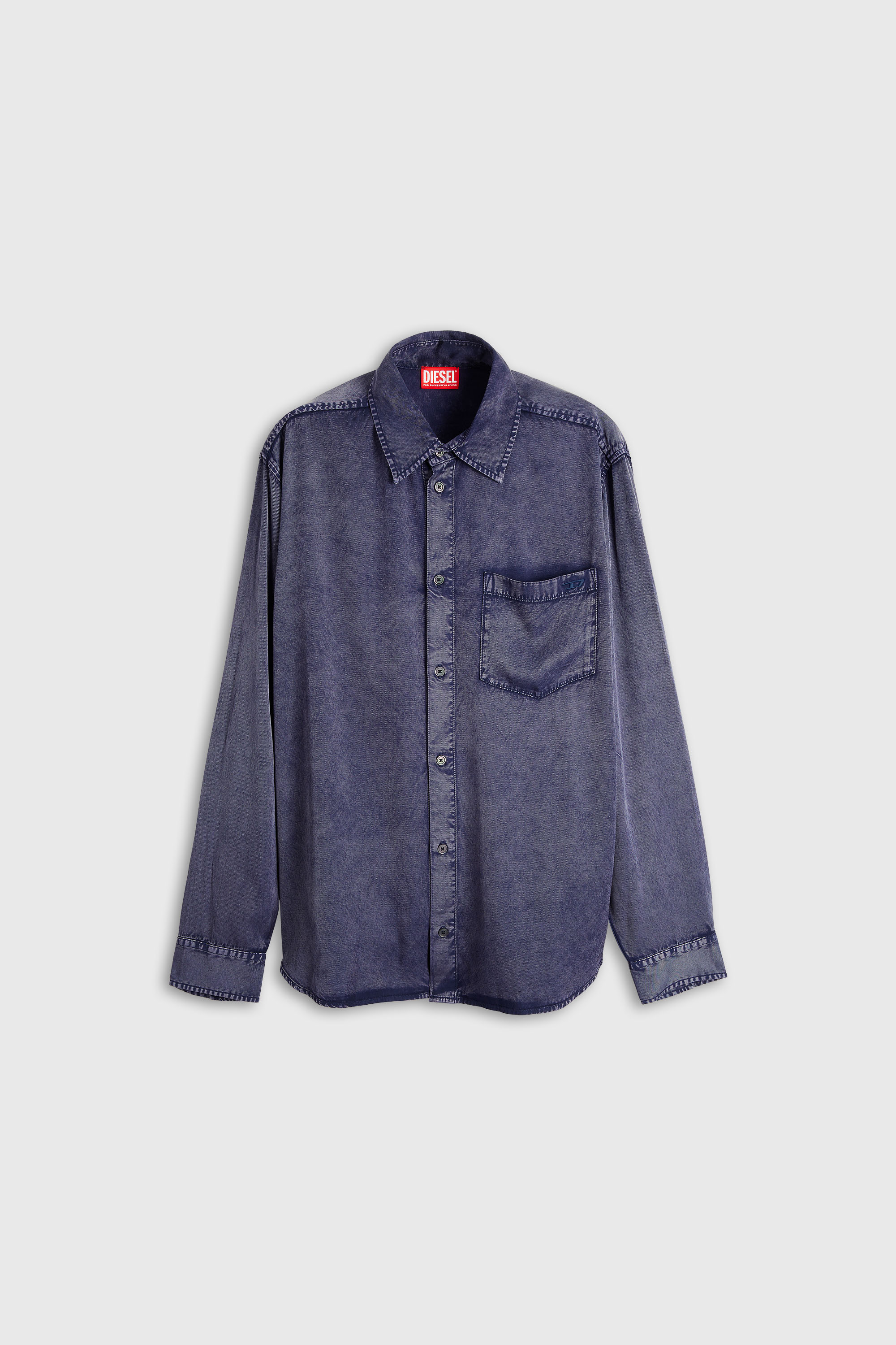Diesel - S-SIMPLY-NIBC, Man's Fluid shirt in denim-effect viscose in Blue - 2