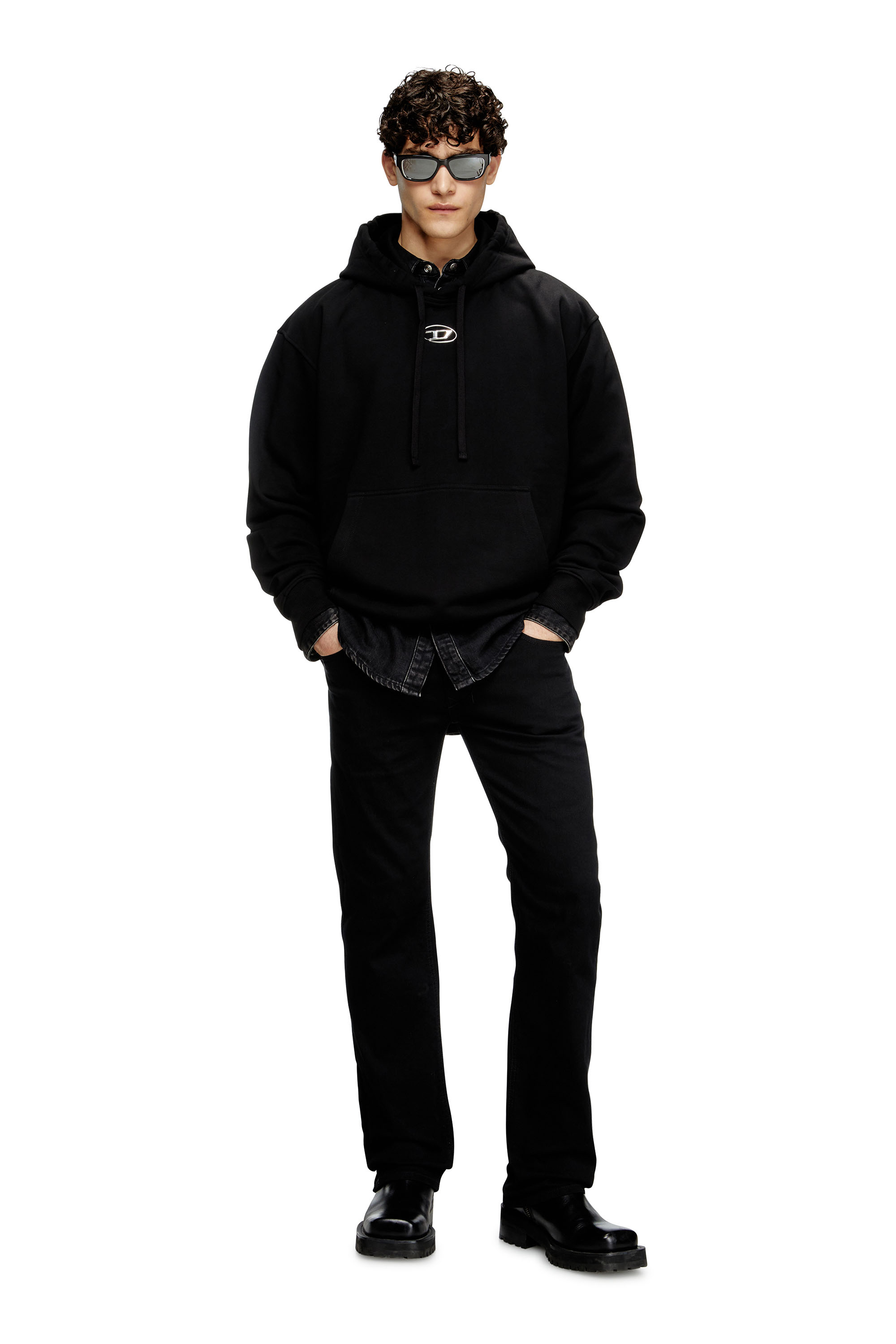 Diesel - S-MACS-HOOD-OD, Man's Oversized hoodie with metallic logo in Black - 1