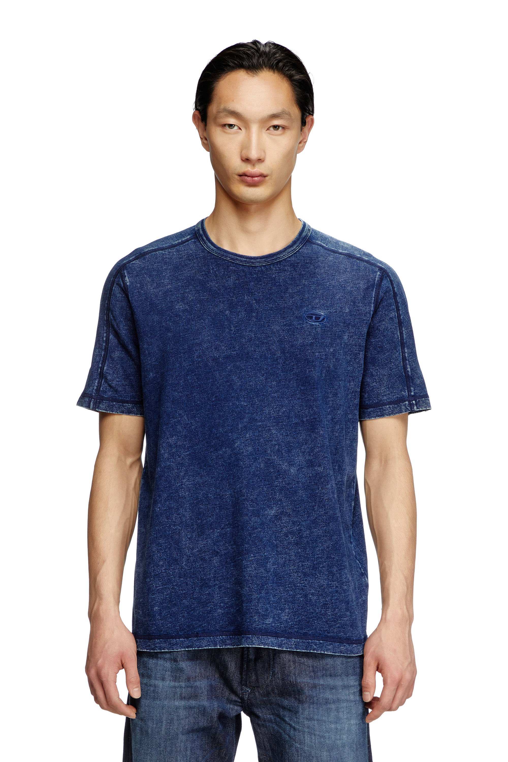 Diesel - T-ADJIND, Man's Denim-look jersey T-shirt in Blue - 1