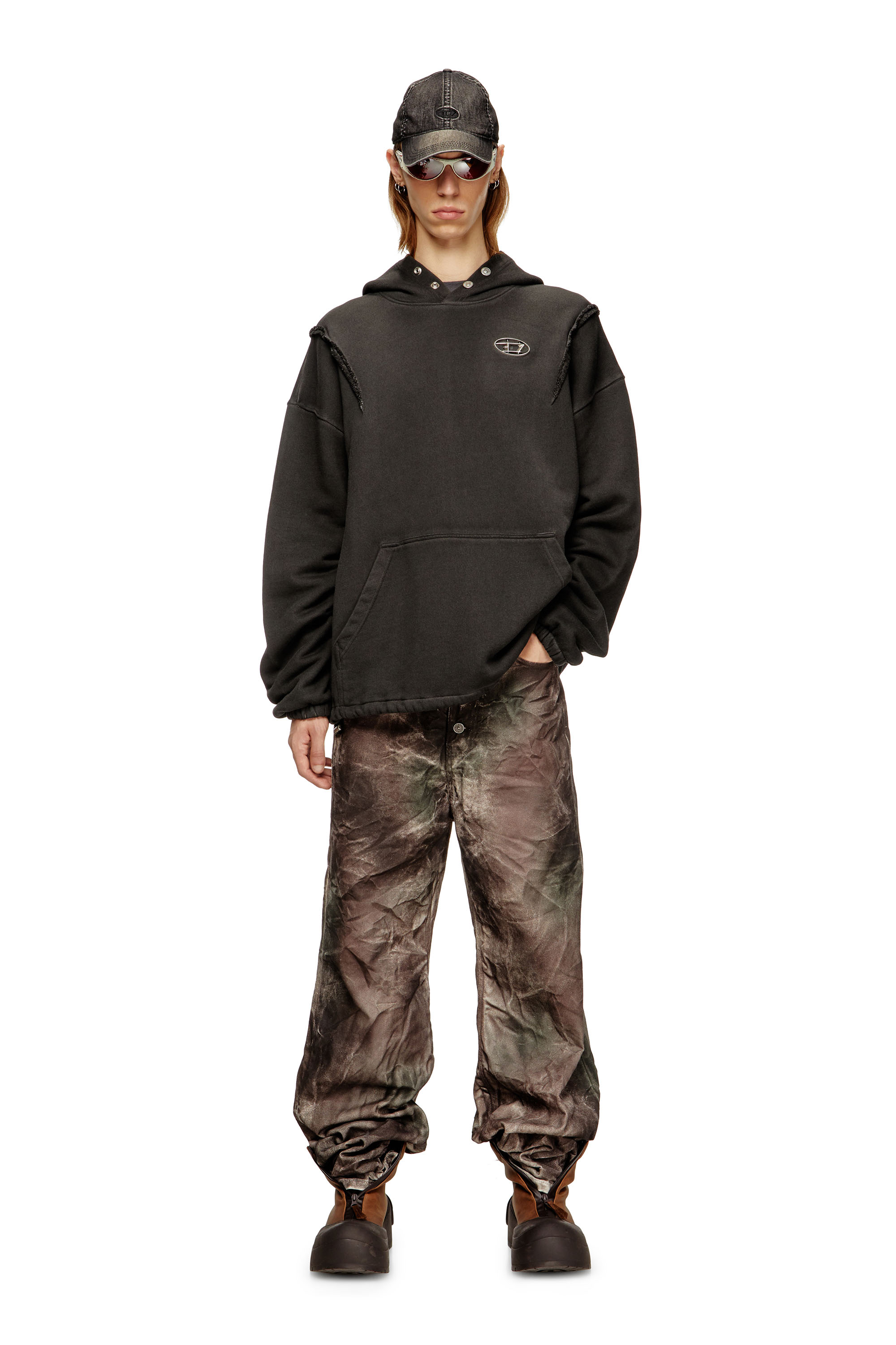 Diesel - S-THUG-HOODIE, Unisex's Hoodie with faded effect in Black - 3