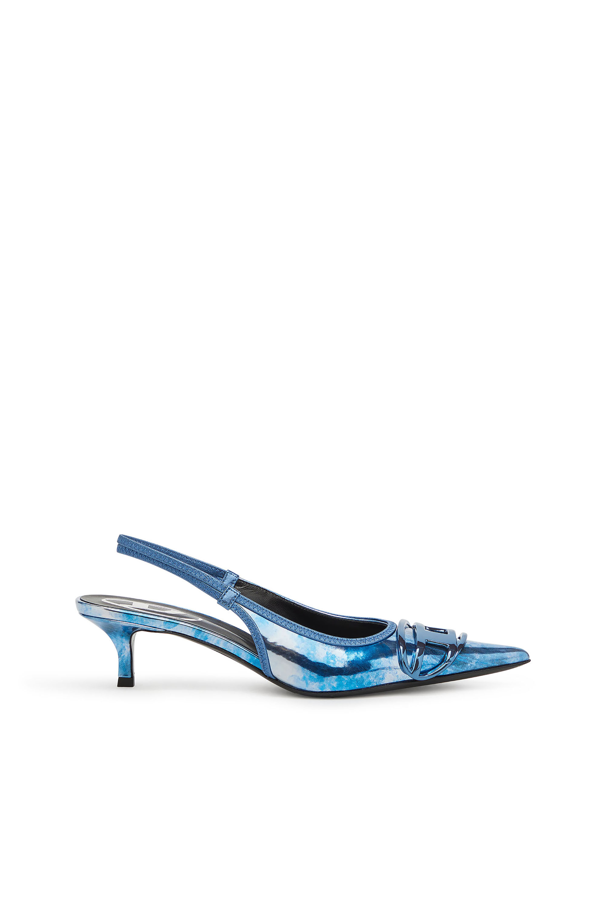 Diesel - D-VENUS SB 40, Woman's D-Venus-Two-tone metallic slingback pumps in Blue - 1