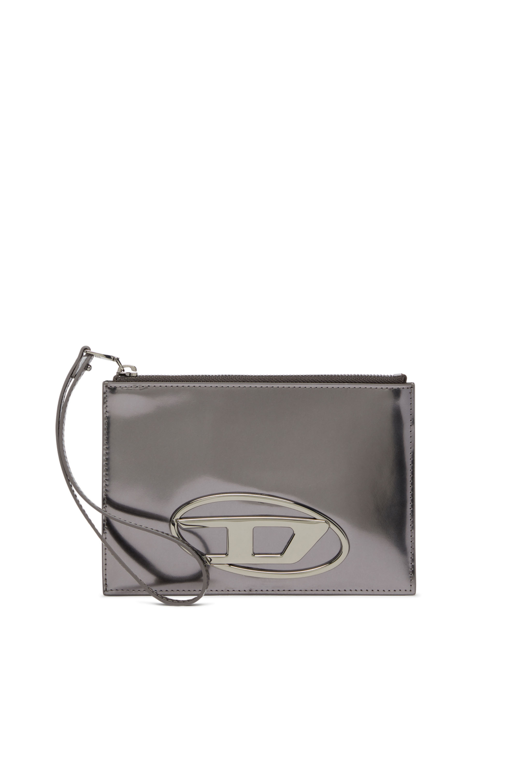 Diesel - 1DR POUCH III, Unisex's Zipped pouch in mirror leather in Grey - 1