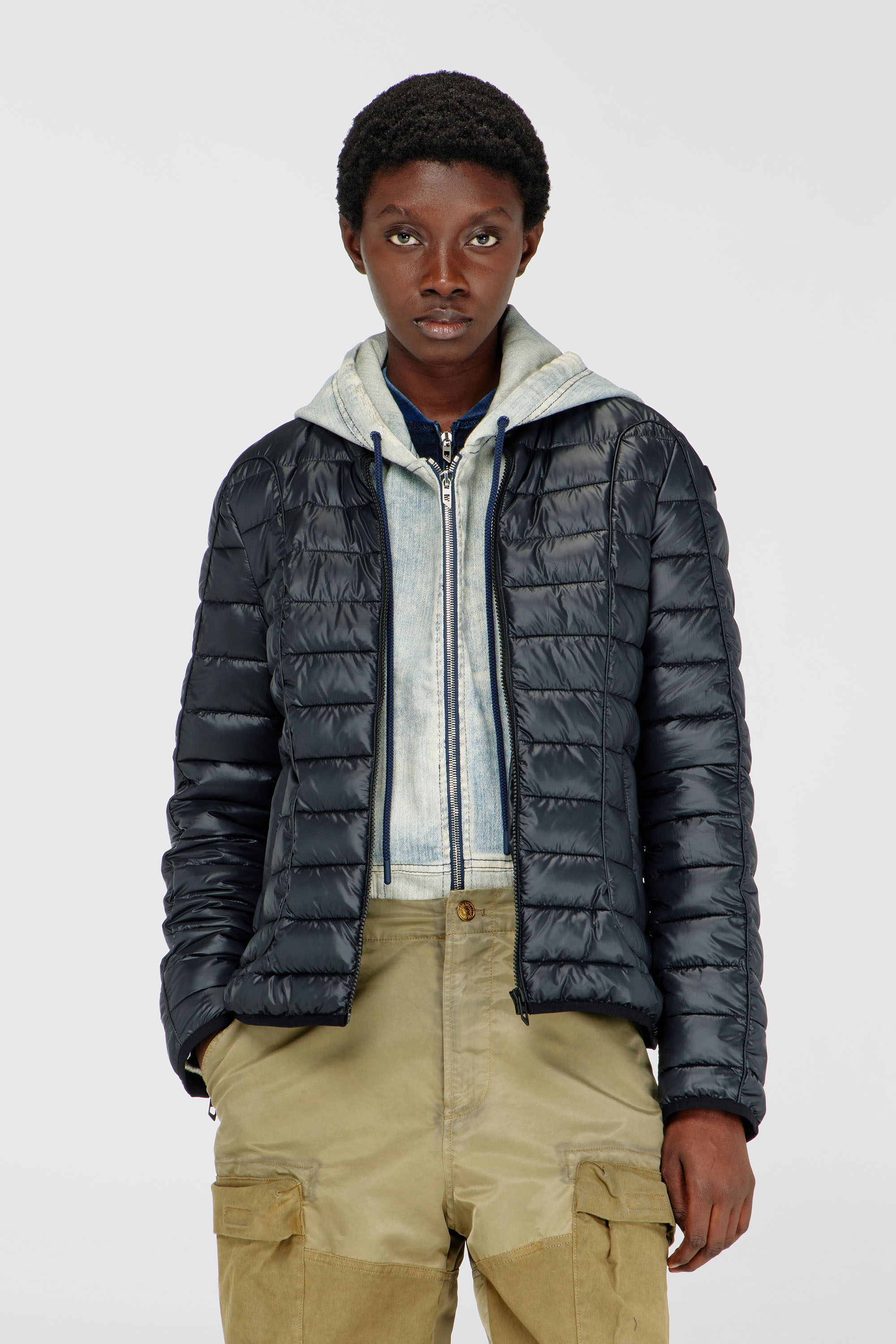 Diesel - W-PILOT-FEM, Woman's Puffer jacket with biker details in Black - 1