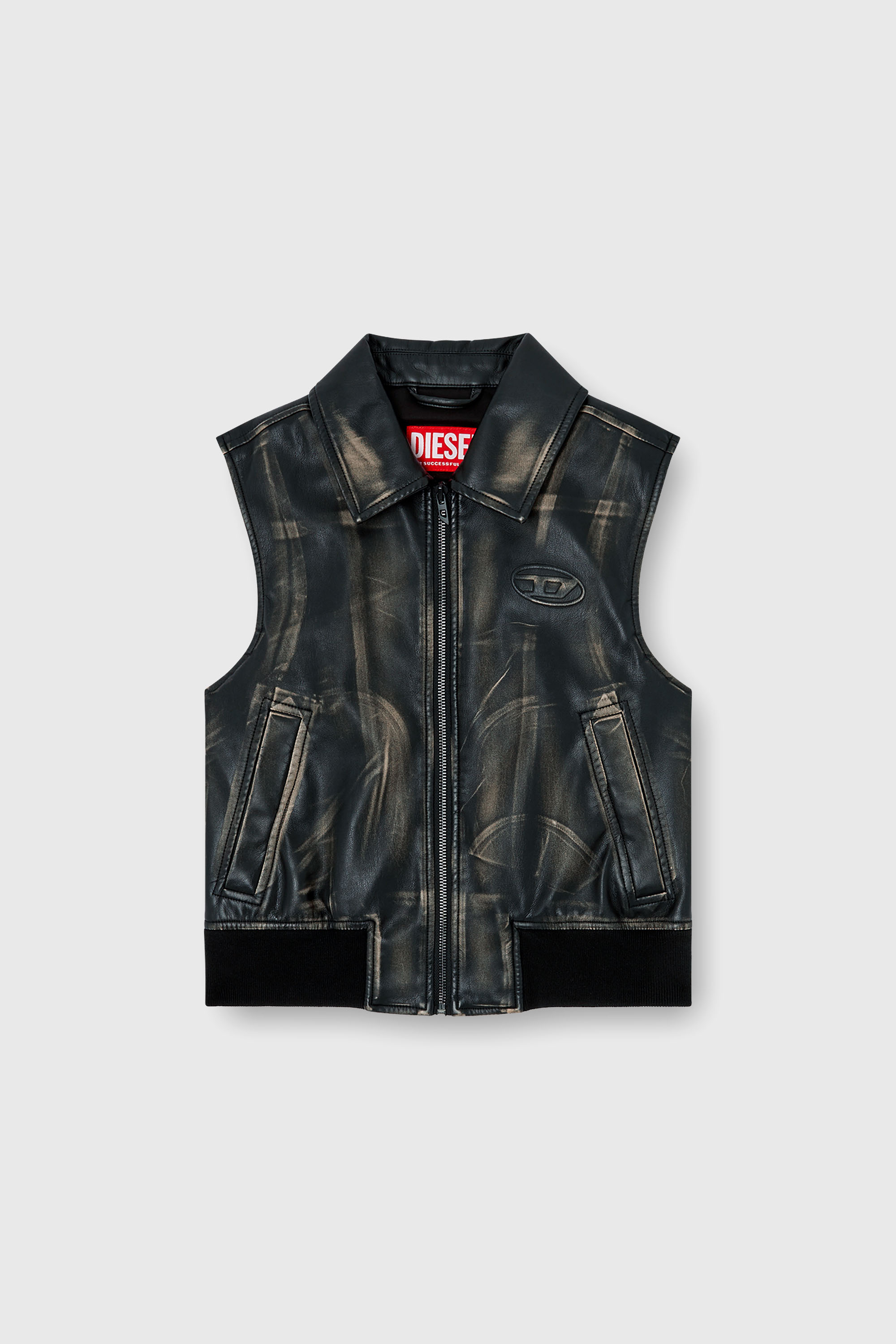 Diesel - G-INKO, Woman's Bomber vest with distressed effect in Brown - 2