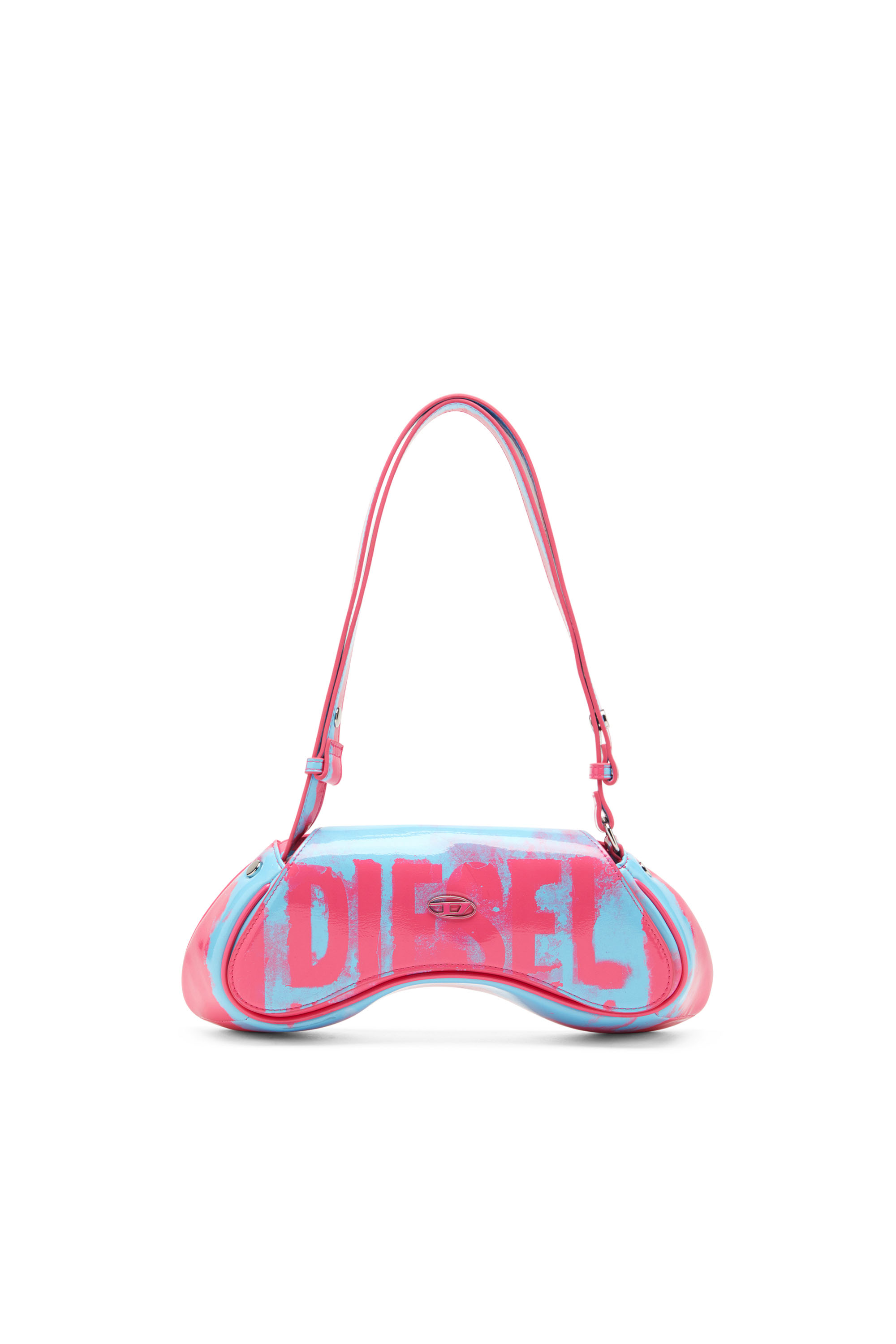 Diesel - PLAY CROSSBODY, Woman's Play-Shoulder bag in printed glossy PU in Pink/Blue - 1