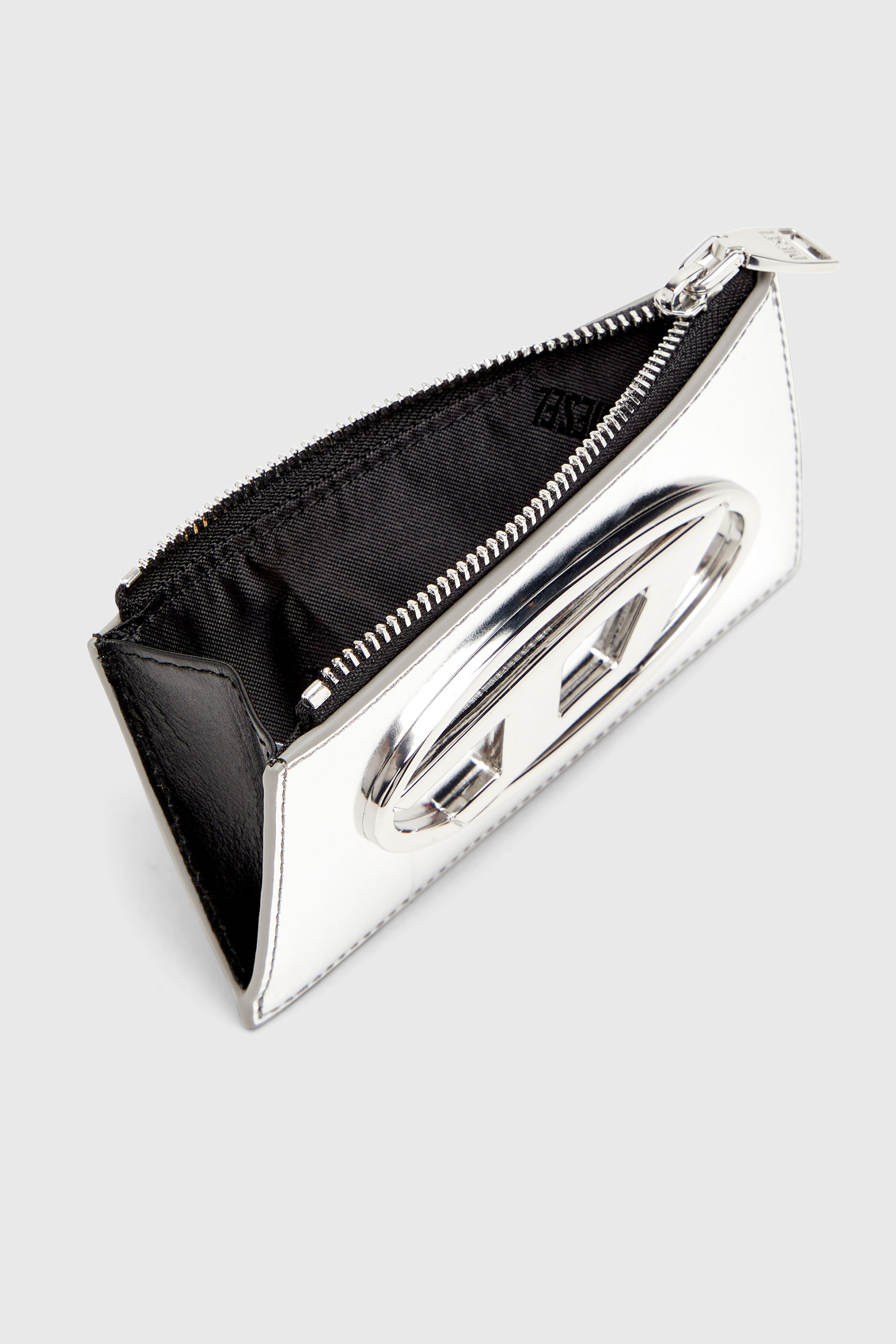 Diesel - 1DR CARD HOLDER III, Woman's Card holder in mirror leather in Silver - 3