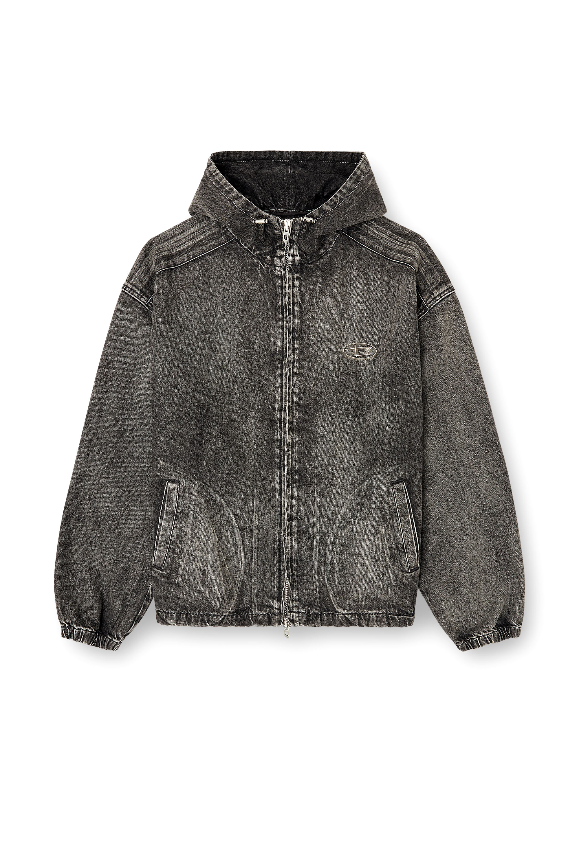 Diesel - THUGJACK, Unisex's Hooded jacket in faded denim in Black - 4