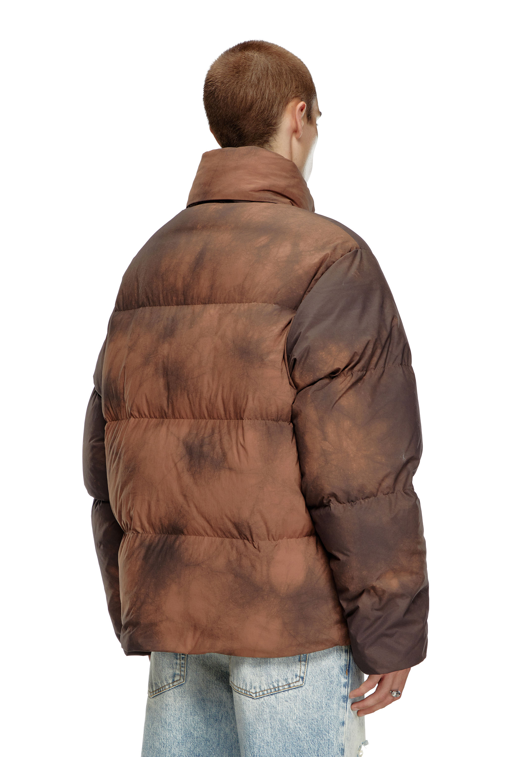 Diesel - W-RAVEEL, Man's Hooded down jacket in patchy nylon in Brown - 4