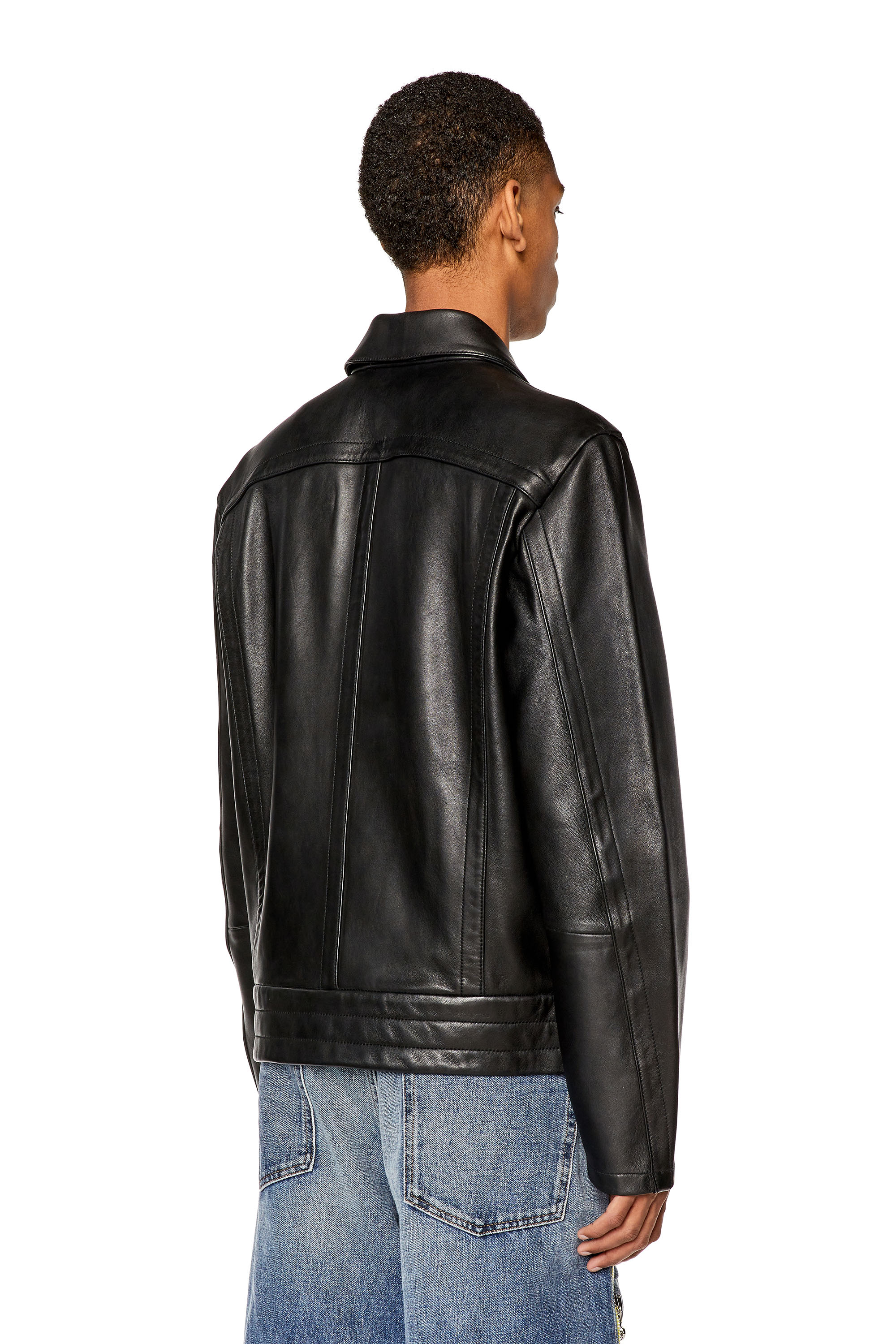 Diesel - L-HUDSON, Man's Shirt jacket in supple leather in Black - 4