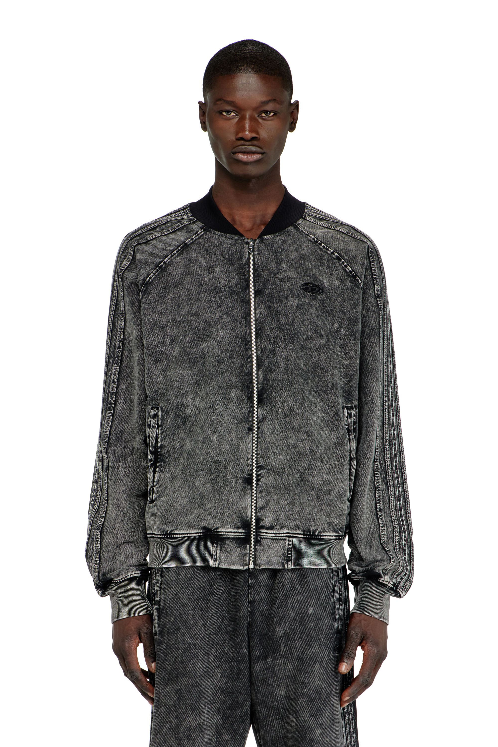 Diesel - S-ALT, Man's Zip-up sweatshirt with sleeve bands in null - 2