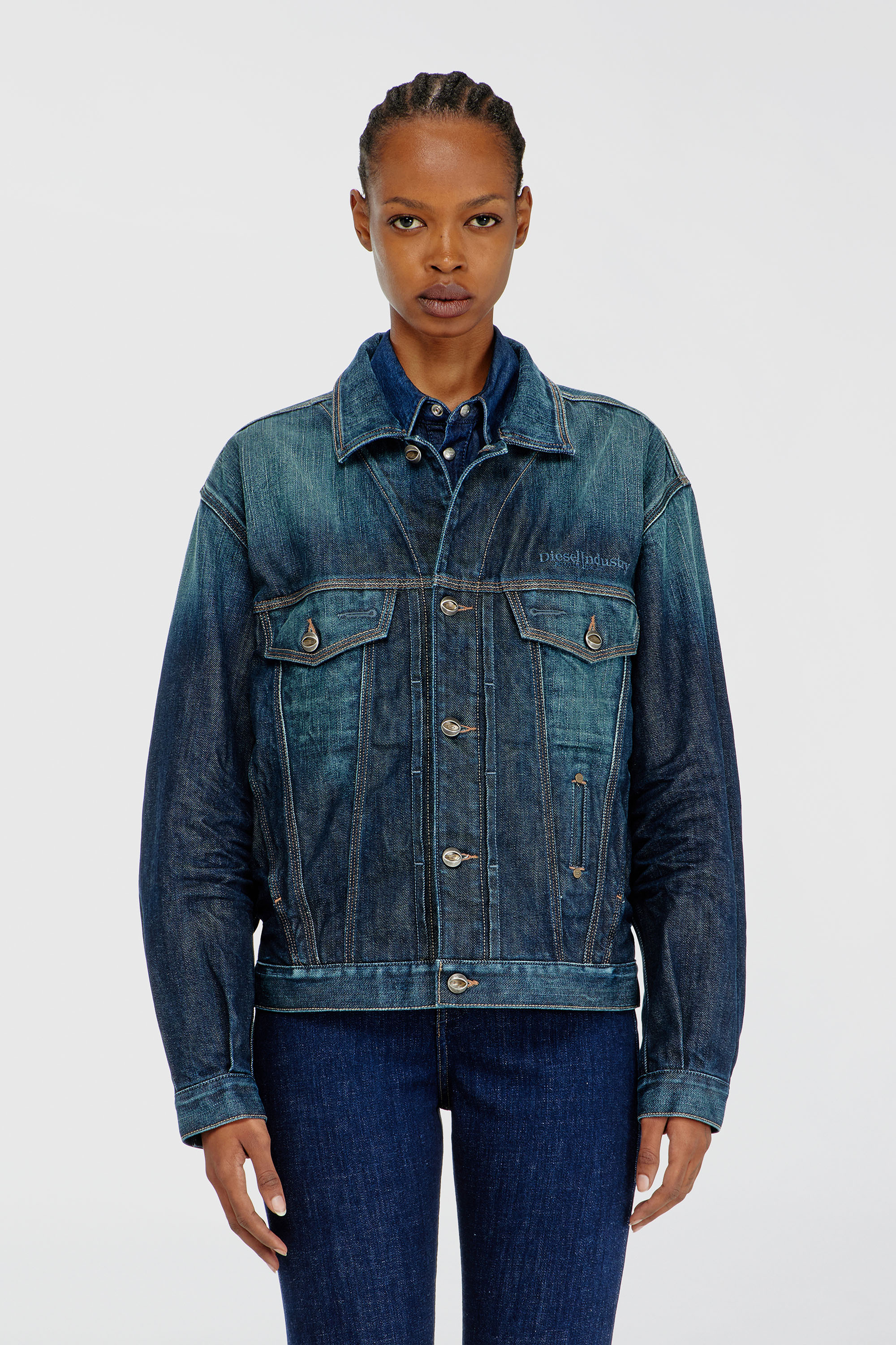 Diesel - D-DENVER-CL, Unisex's Trucker jacket in selvedge denim in Medium blue - 1