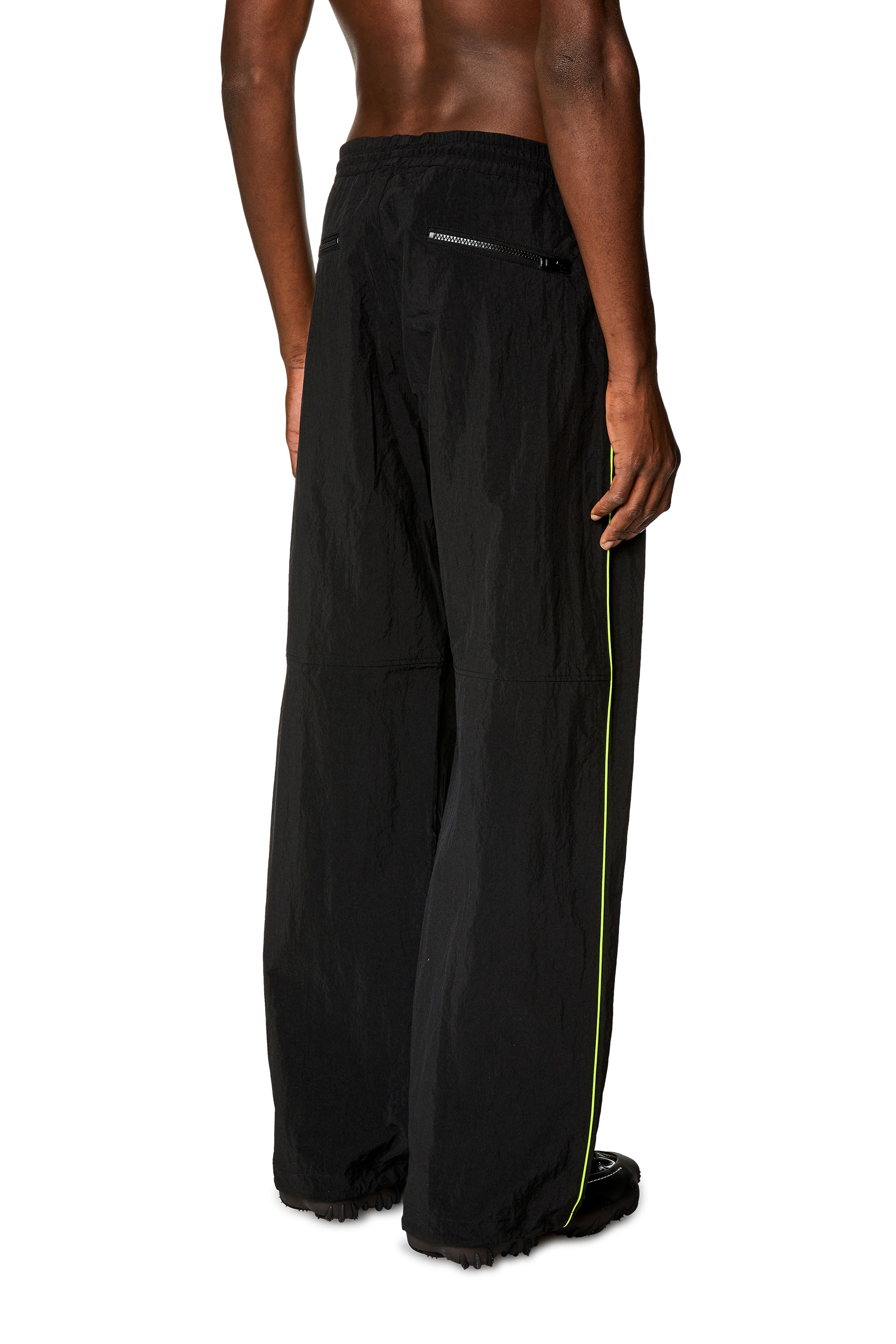 Diesel - P-GOLD-TECH, Man Lightweight pants in wrinkled nylon in Black - Image 3