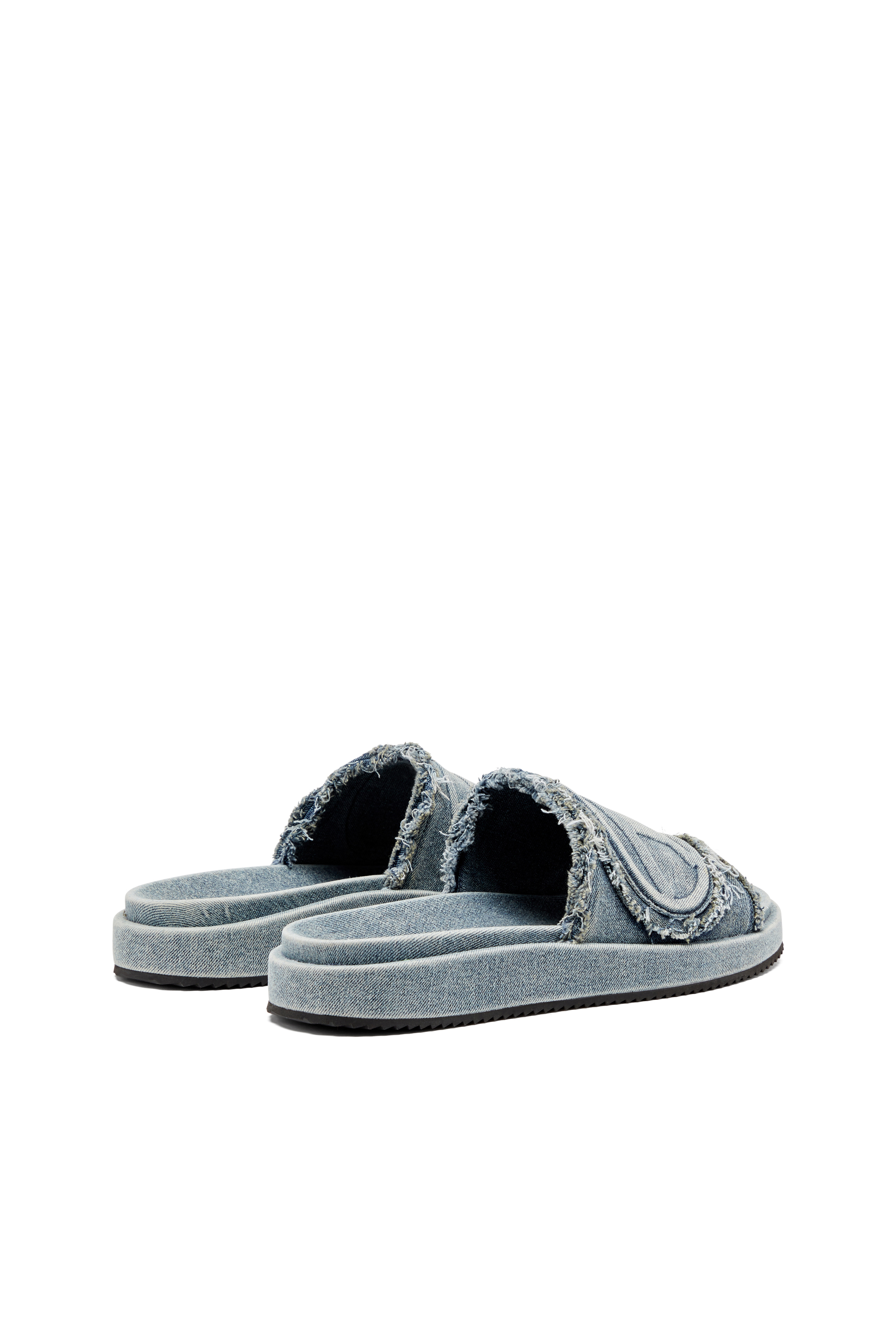 SA-SLIDE D OVAL, Light Blue Diesel - SA-SLIDE D OVAL, Unisex's Sa-Slide D-Distressed denim slides in Light Blue - 3