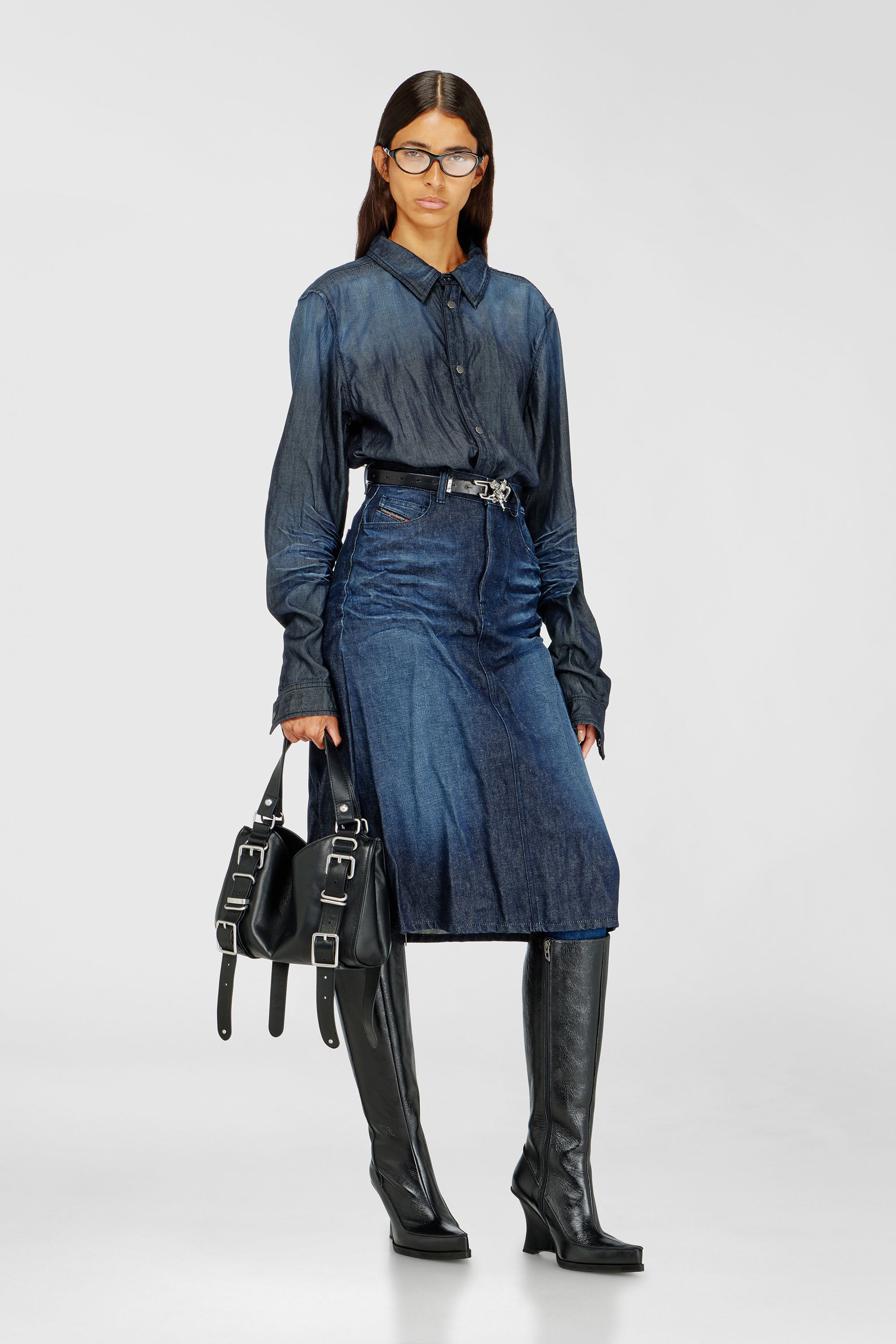 Diesel - D-LUCETTE-90-KB W, Woman's D-Lucette-Knee-high boots in leather in Black - 2
