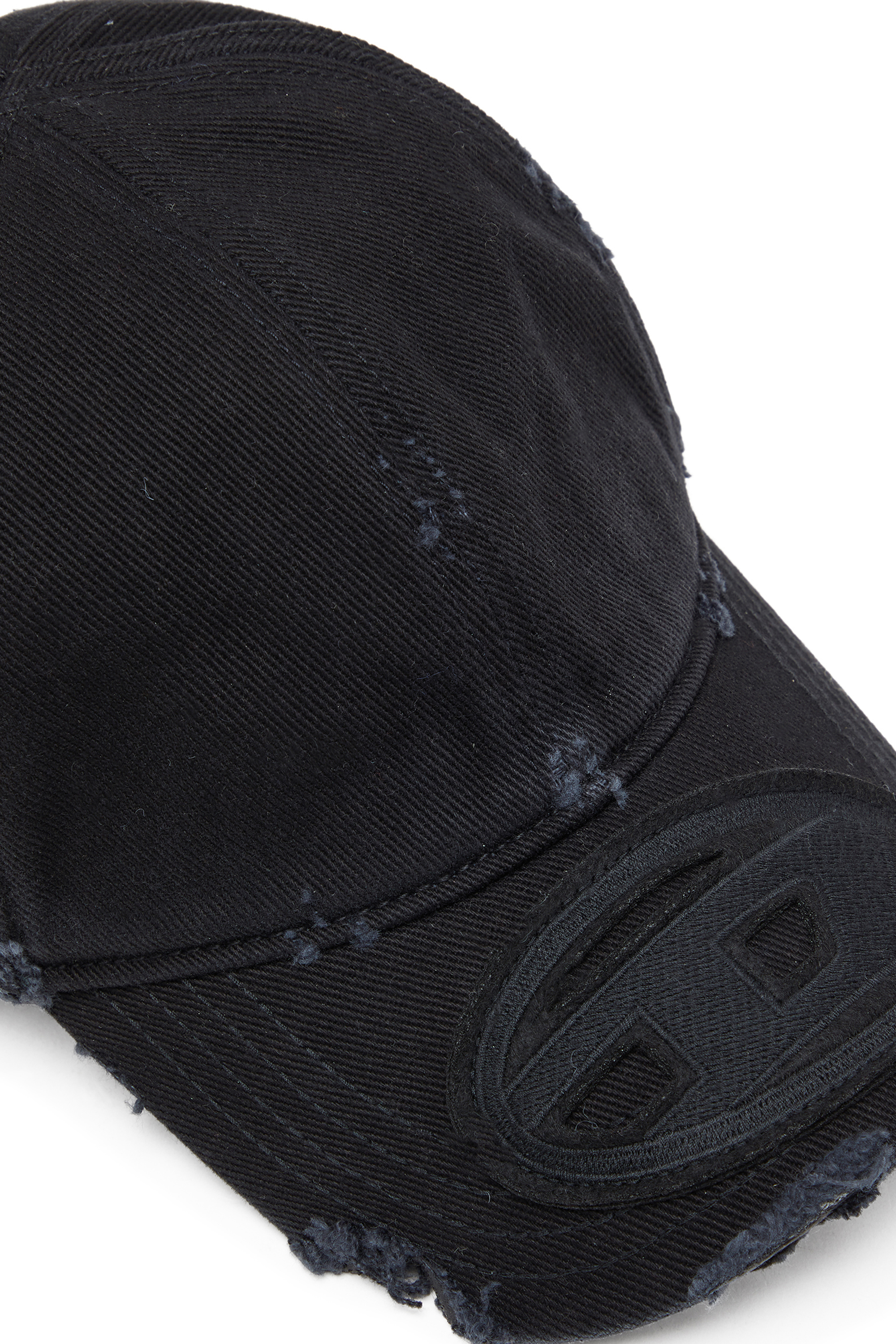 Diesel - C-BIGDOV, Man's Cotton twill cap with distressed details in Black - 3
