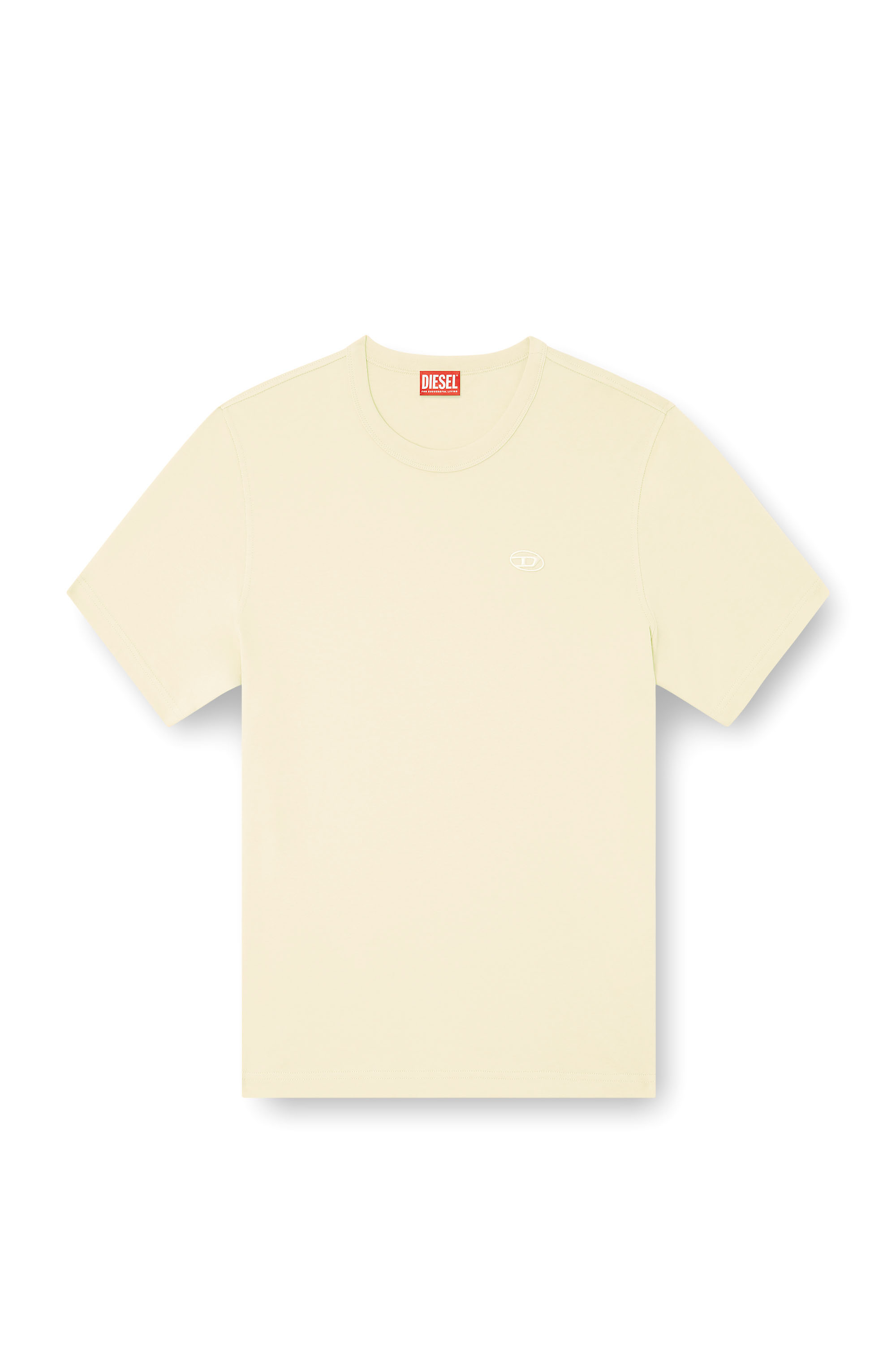 Diesel - T-ADJUST-SLITS-R17, Man's T-shirt with tonal logo embroidery in Beige - 3