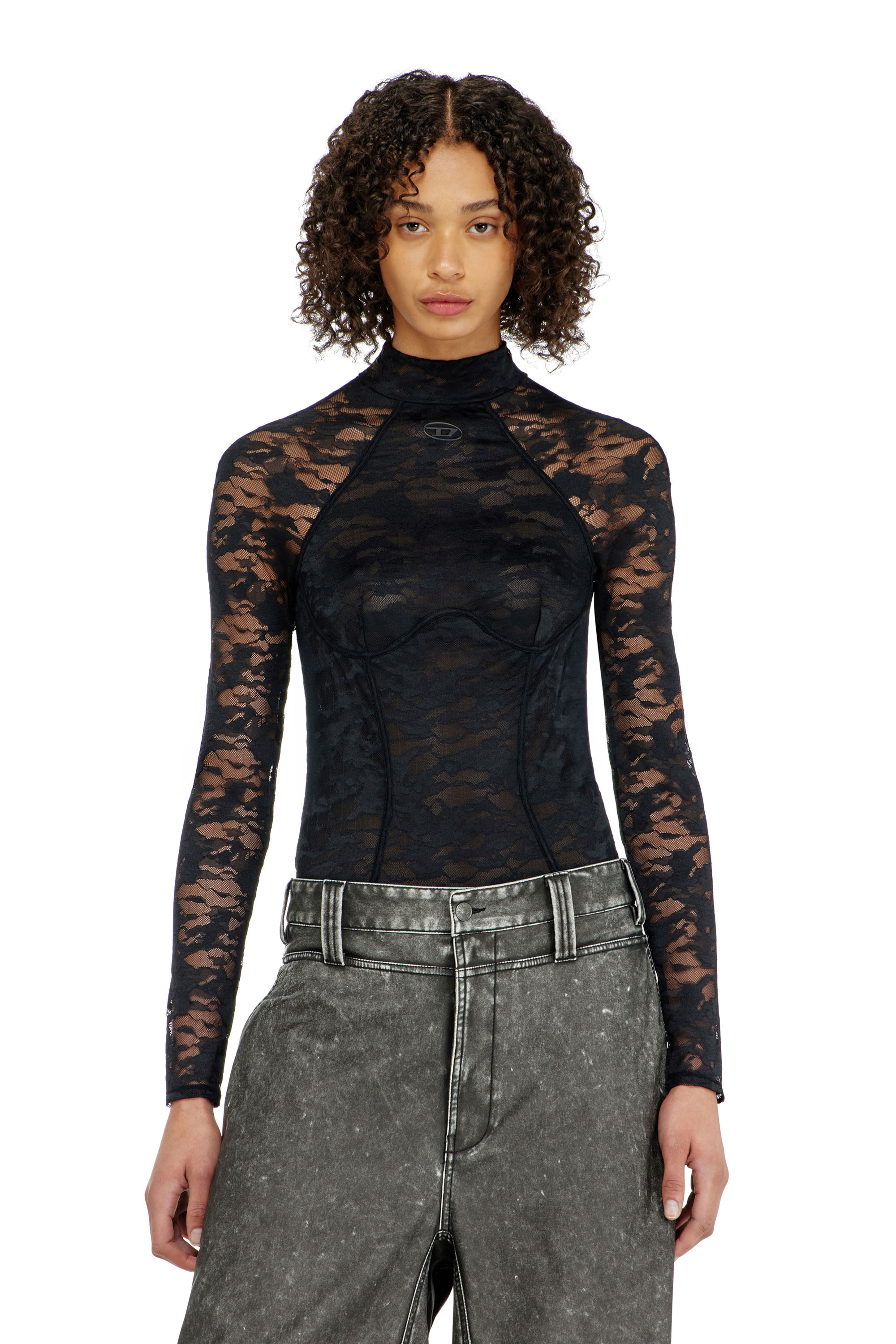 Diesel - VIVIAN-UTLT, Woman's Bodysuit in nylon lace with open back in null - 1