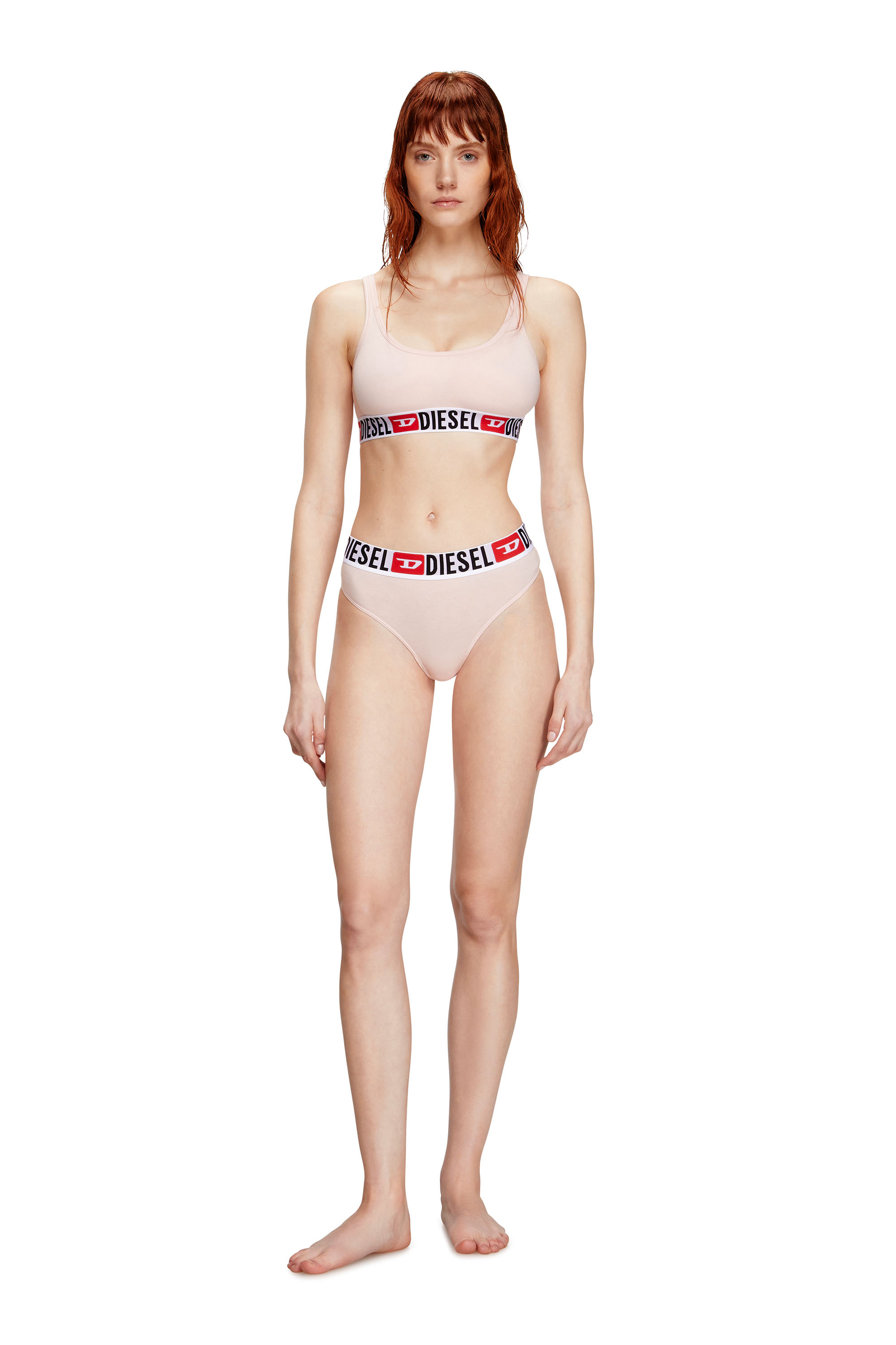 Diesel - UFSB-ORIBA, Woman's Bralette with logo band in Pink - 1
