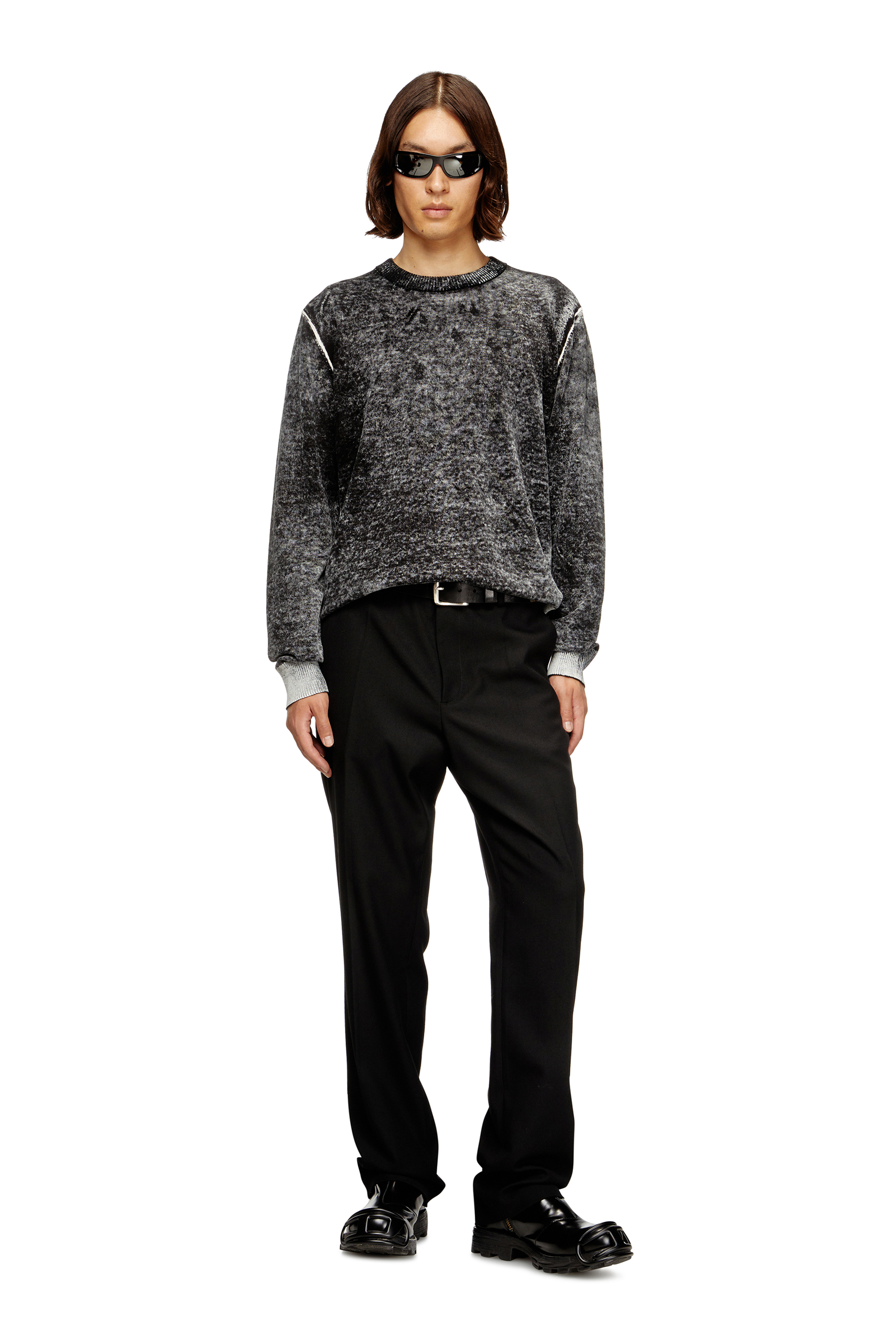 Diesel - K-LAURENT, Man's Jumper with faded reverse print in Grey - 1