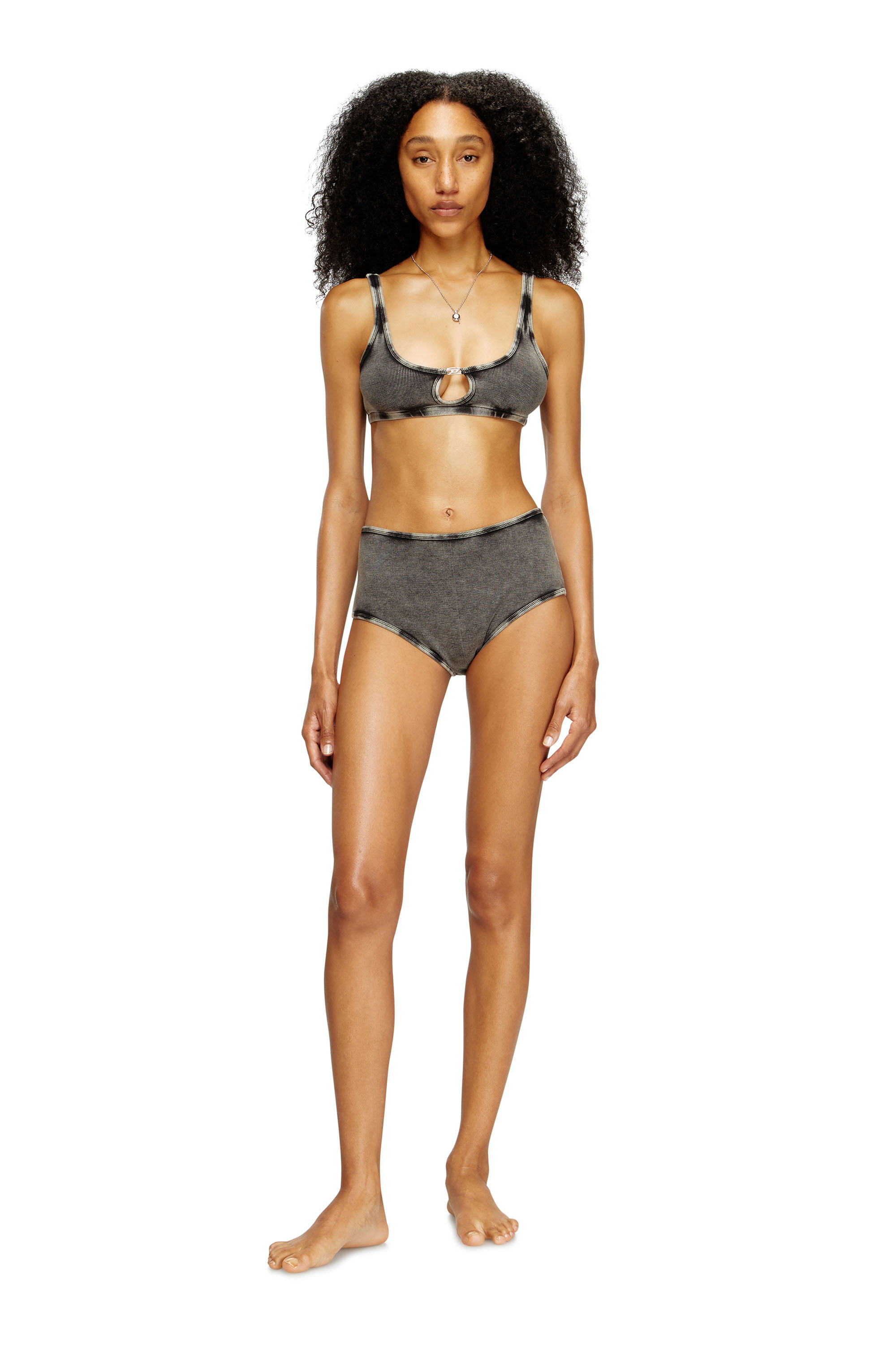 Diesel - CHARLI-DNM, Woman's High-waisted stretch-cotton panties in Dark grey - 1