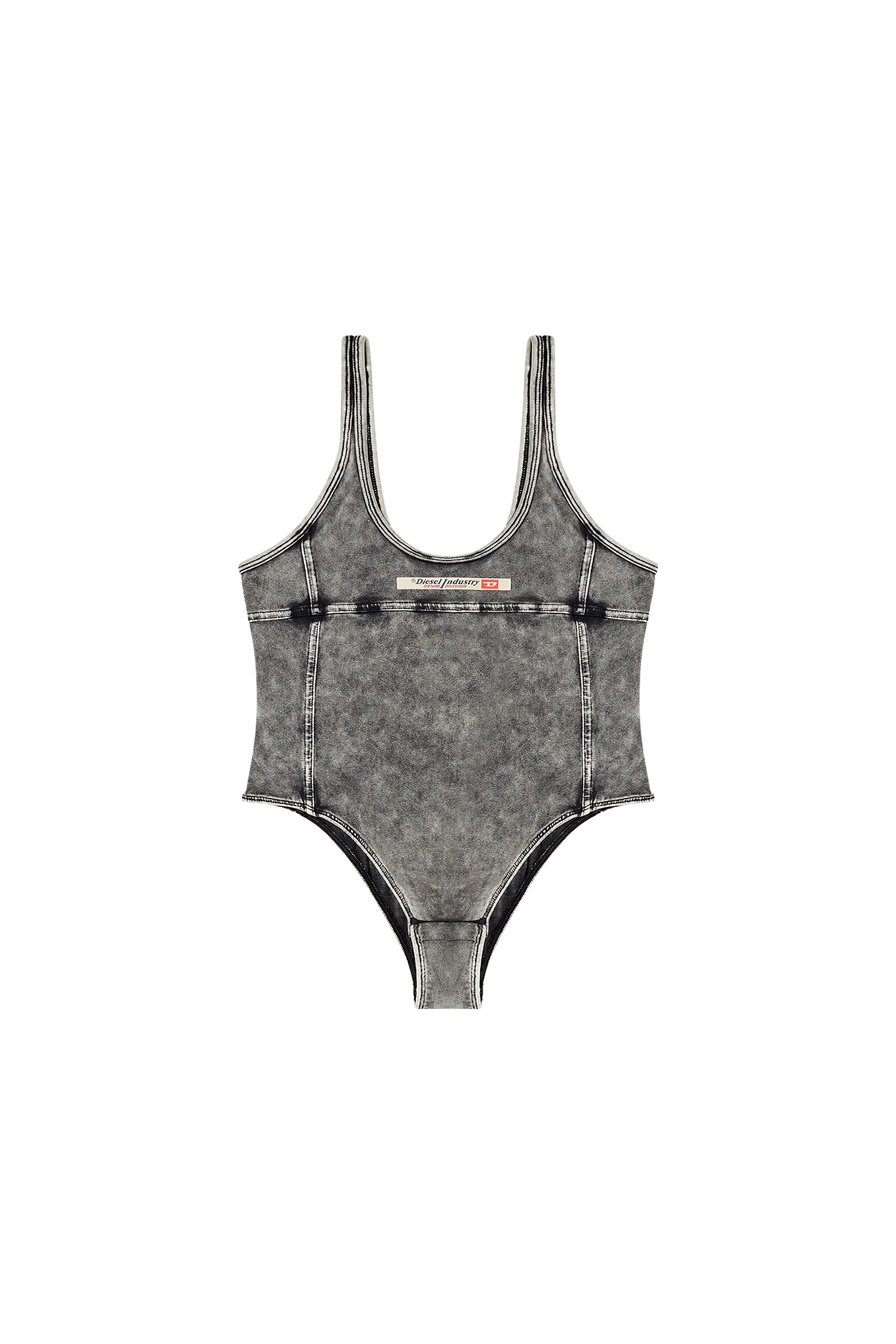 Diesel - PHOEBE-DNM, Woman's Bodysuit in denim-effect jersey in Dark grey - 2