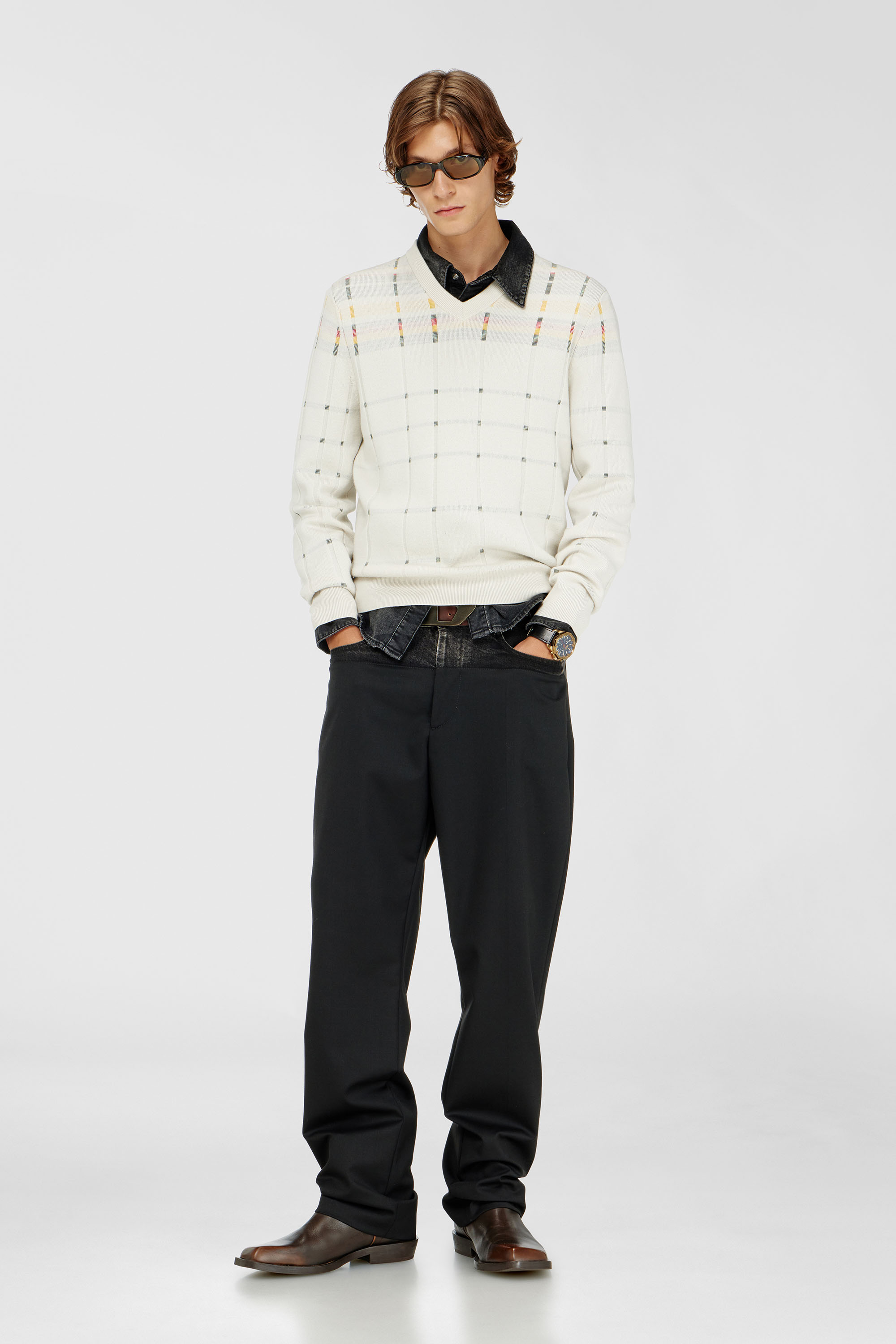Diesel - P-LOGAN, Man's Pants with denim and tailored sections in Black - 2