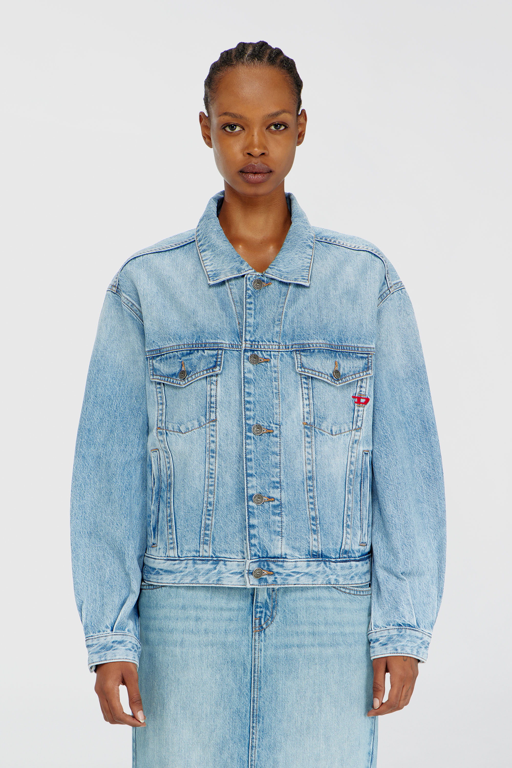 Diesel - D-RANGER, Unisex's Trucker jacket in denim in Light Blue - 1
