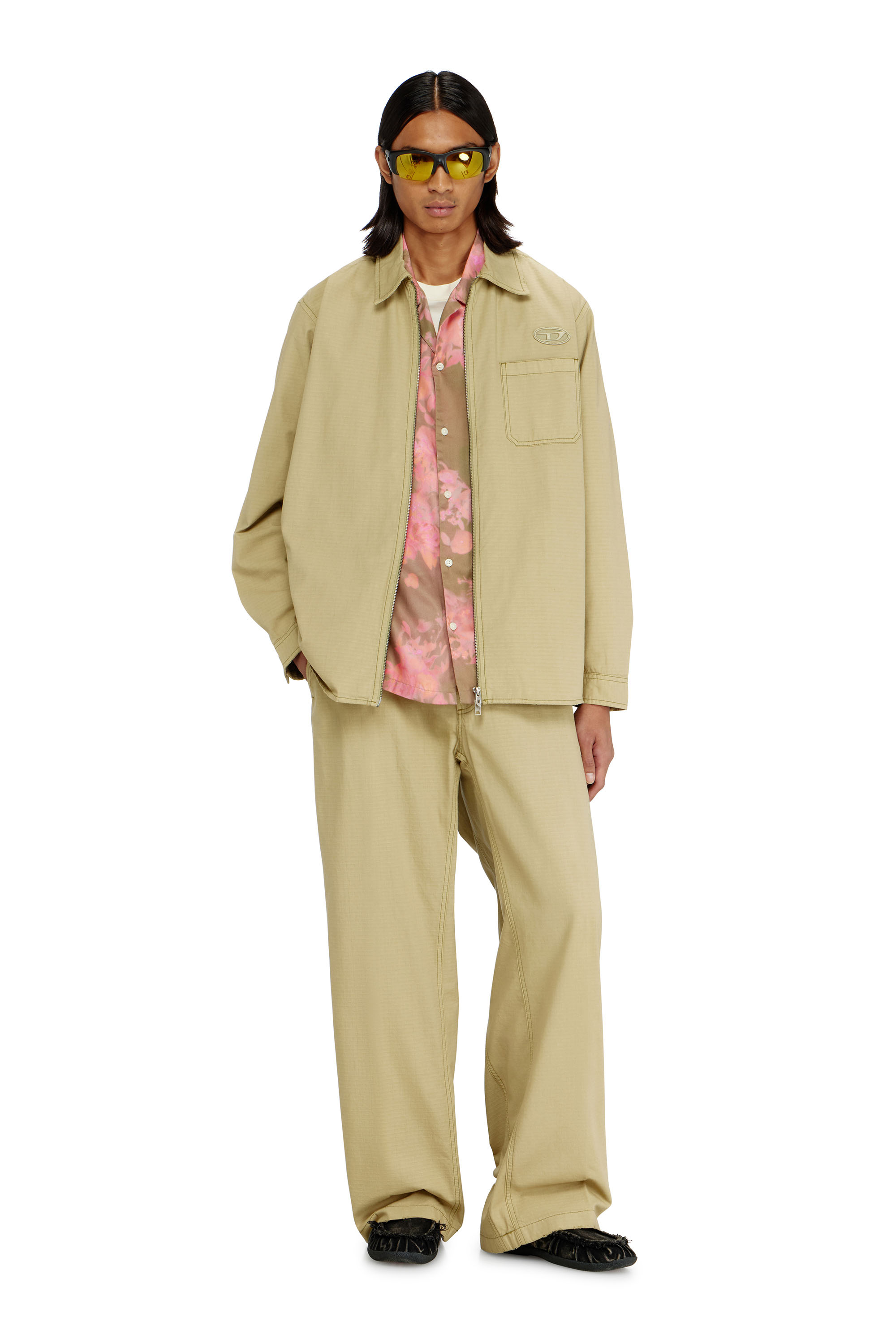 Diesel - S-ALIAS-ZIP, Man's Ripstop shirt with zip closure in null - 2