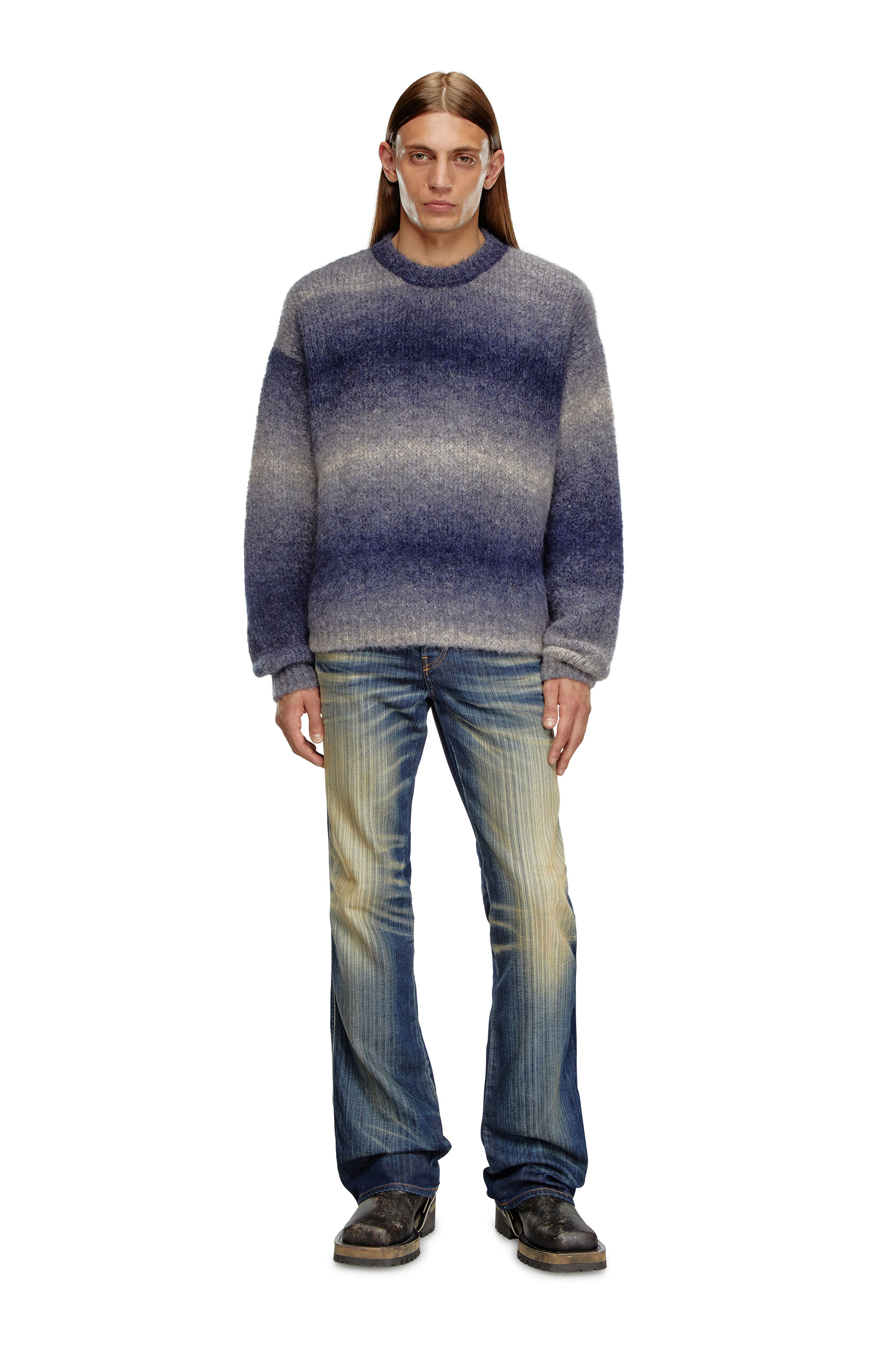 Diesel - K-RASTA, Man's Dégradé jumper in alpaca blend in Dark Blue - 2