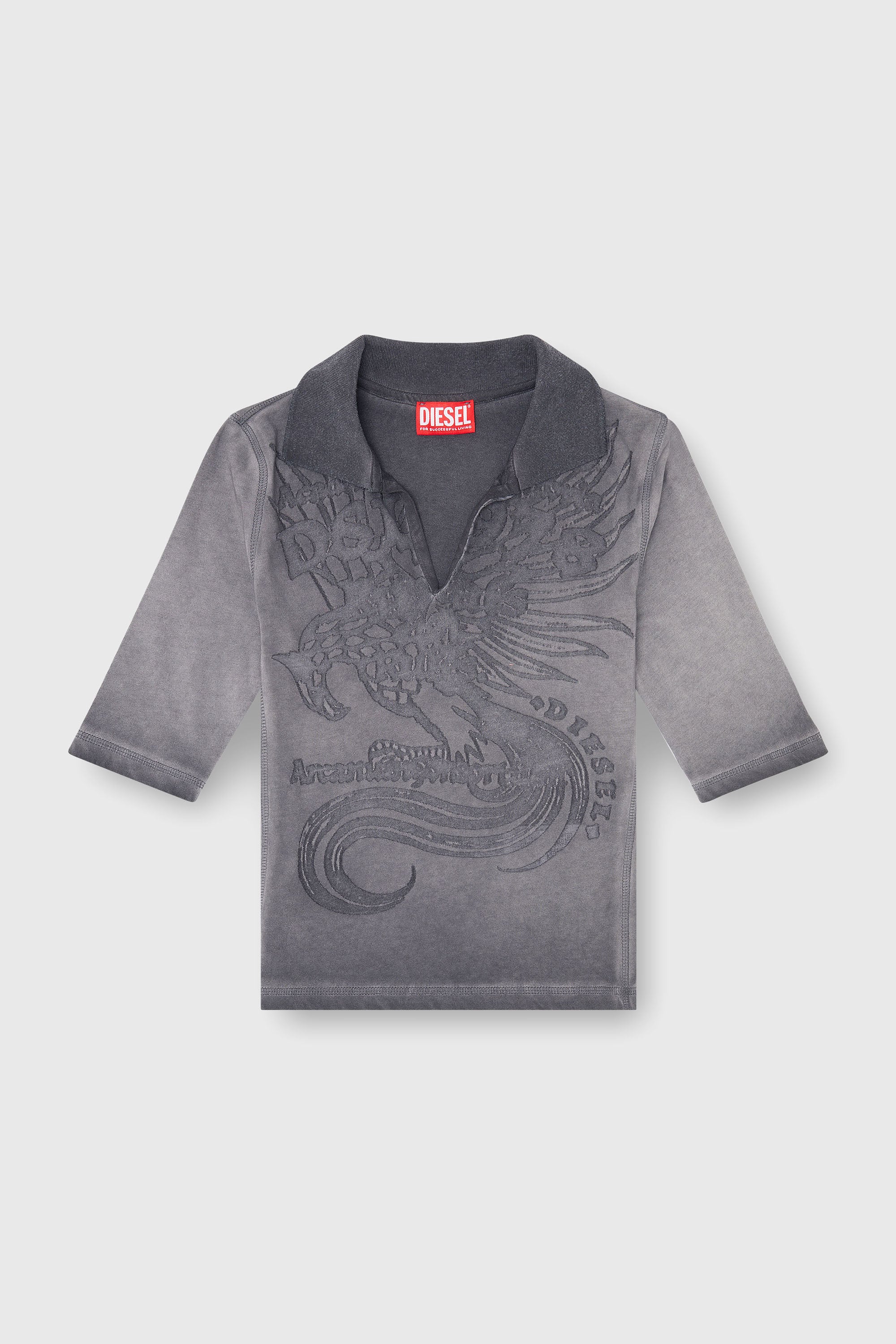 Diesel - T-BEA, Woman's Slim polo with d&eacute;vor&eacute; print in Grey - 2