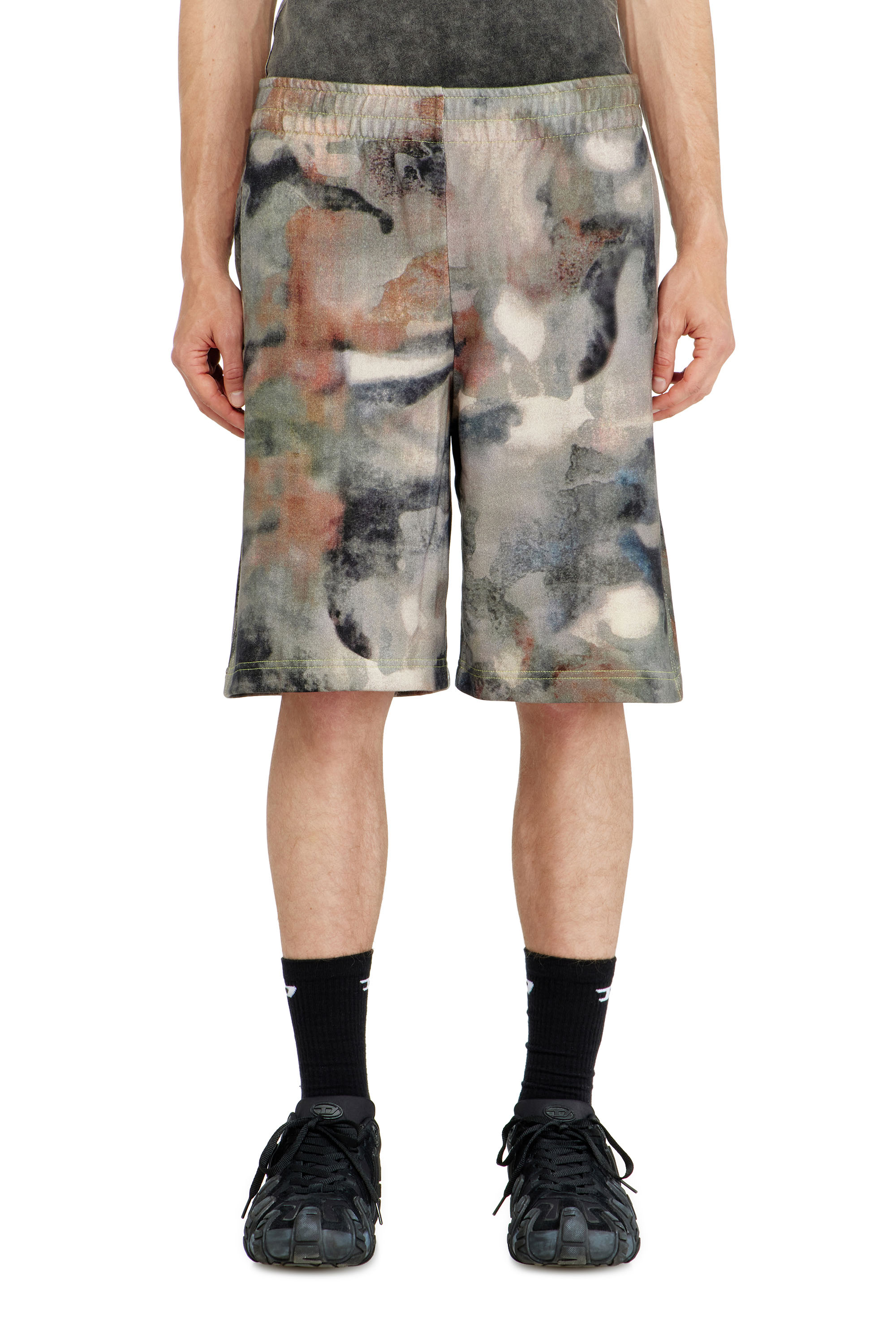 Diesel - P-CRONE-V1, Man's Sweat shorts with camo digital print in Brown/Green - 2