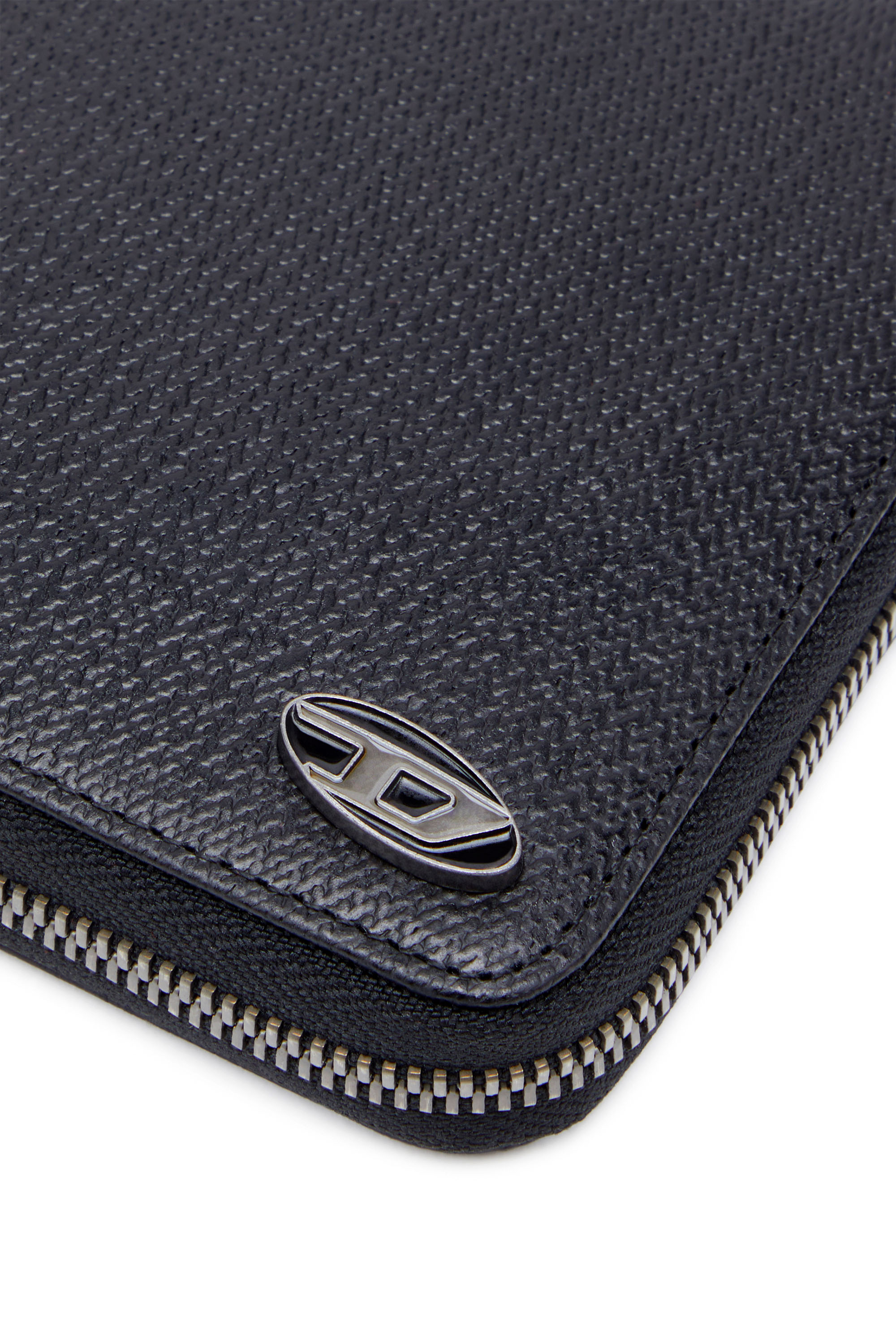 Diesel - BI-FOLD COIN ZIP M, Man's Zip wallet in textured leather in Black - 4
