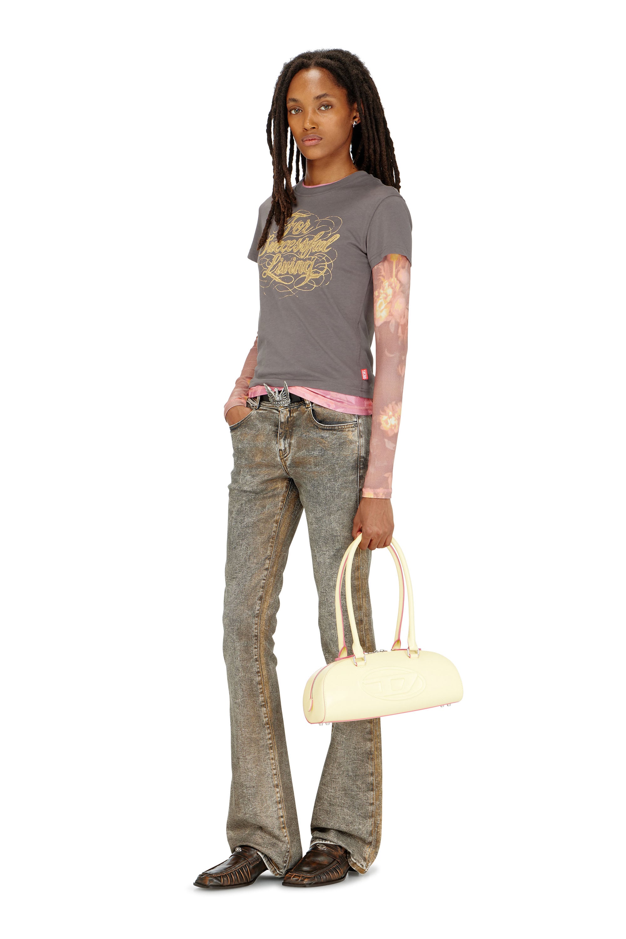 Diesel - T-ILA-AA4, Woman's T-shirt with logo print in null - 2