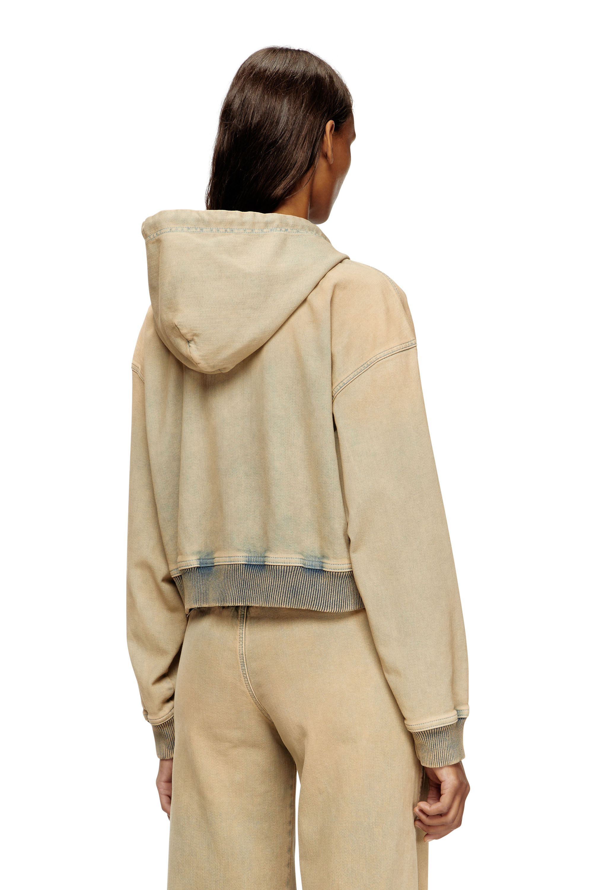 Diesel - DE-GIRI-CROP JOGG, Woman's Zipped hoodie in coloured JoggJeans in Beige/Blue - 4