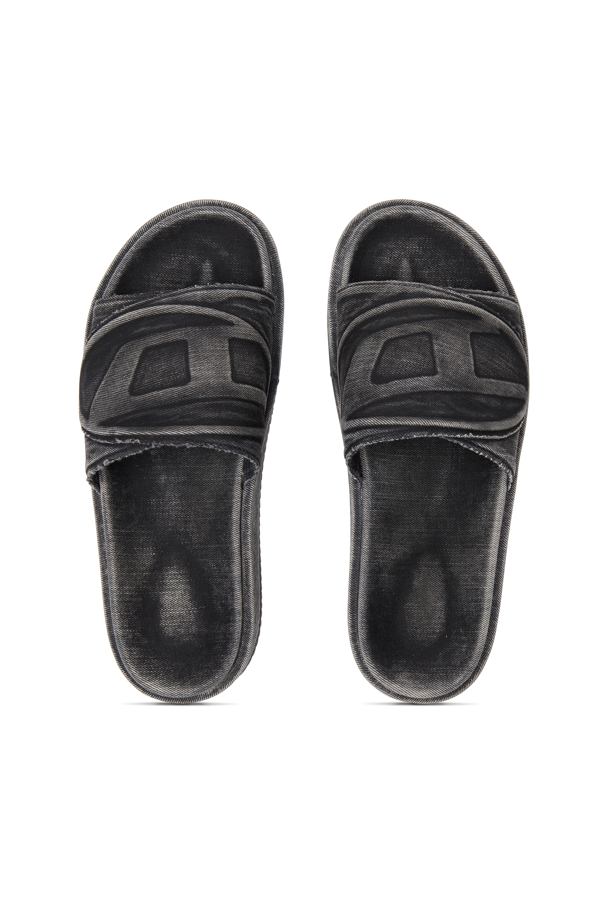 Diesel - SA-SLIDE D OVAL, Unisex's Sa-Slide D-Denim slides with embossed strap in Blue - 6