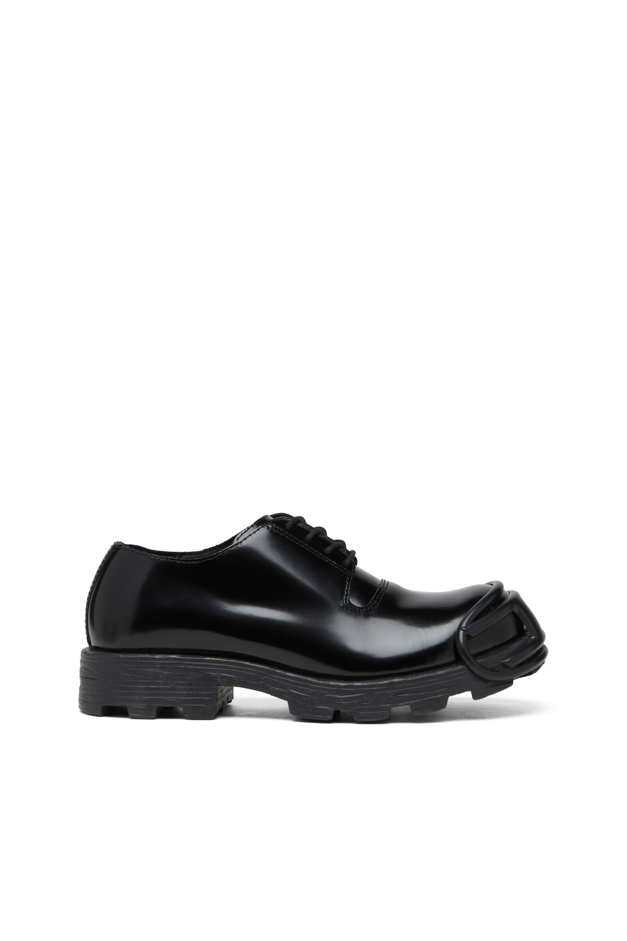 Diesel - D-HAMMER SO D, Man's D-Hammer-Leather lace-up shoes with oval D toe cap in Opaque Black - 1