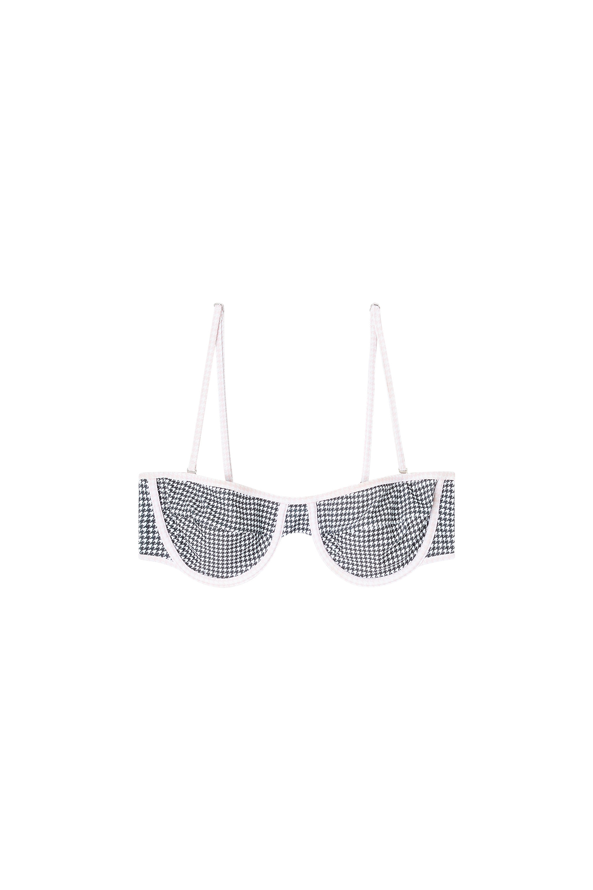 Diesel - D-WIRE-D-CORE, Woman's Bikini top with houndstooth print in Grey - 3