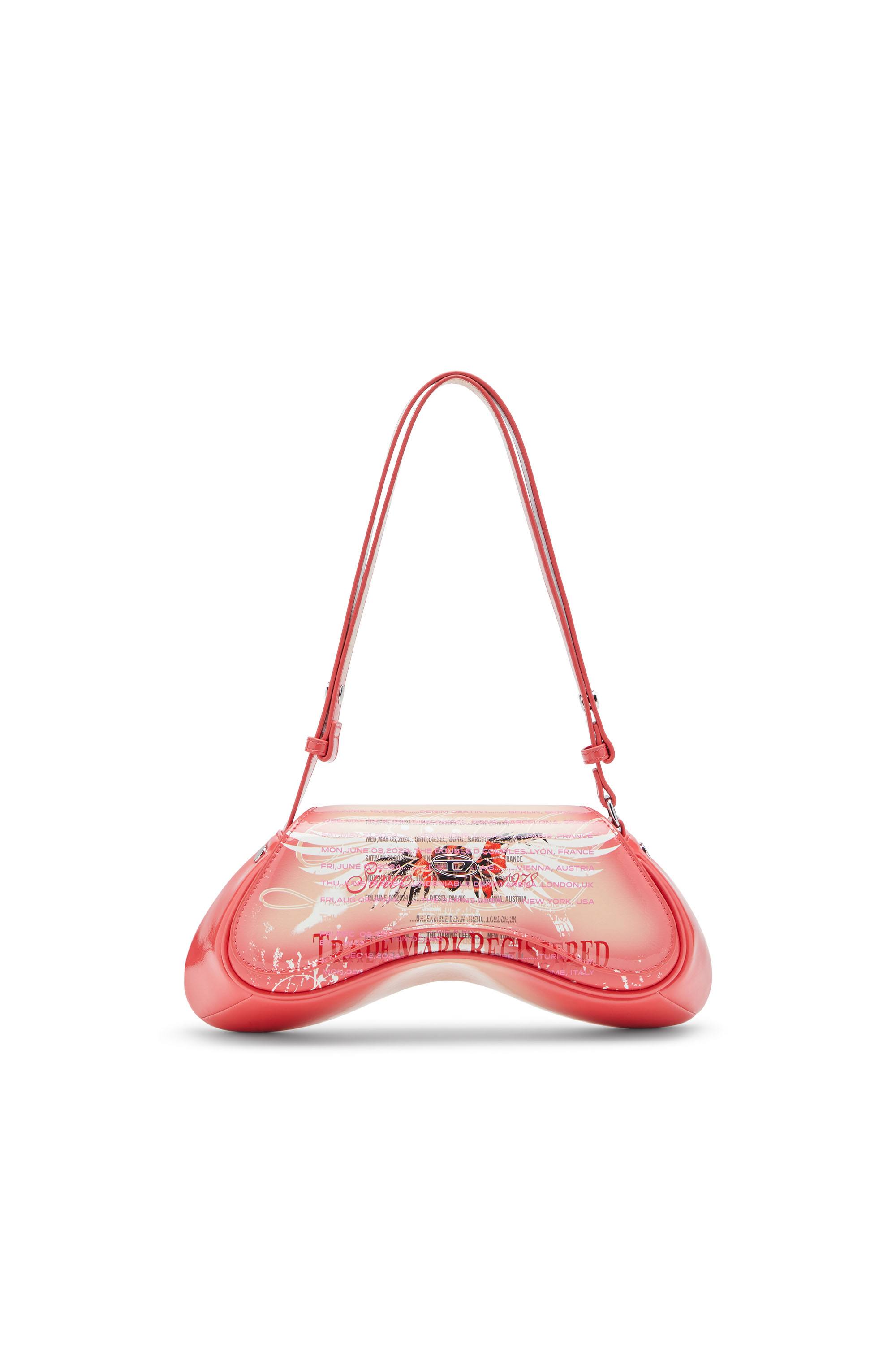 Diesel - PLAY CROSSBODY, Woman's Play-Shoulder bag in printed glossy PU in Pink - 1