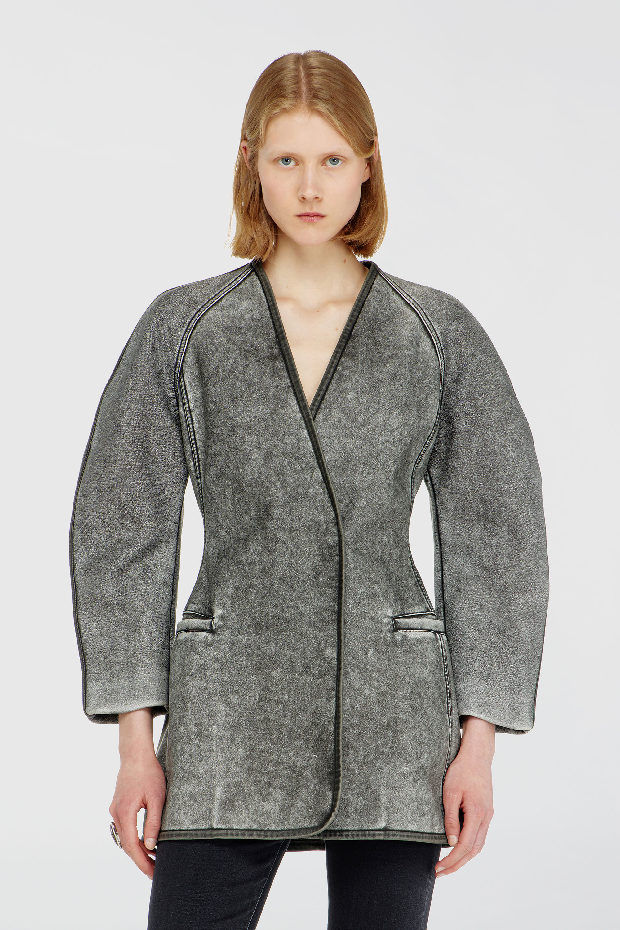 Diesel - G-ALAX, Woman's Cardigan jacket with cocoon sleeves in Grey - 1