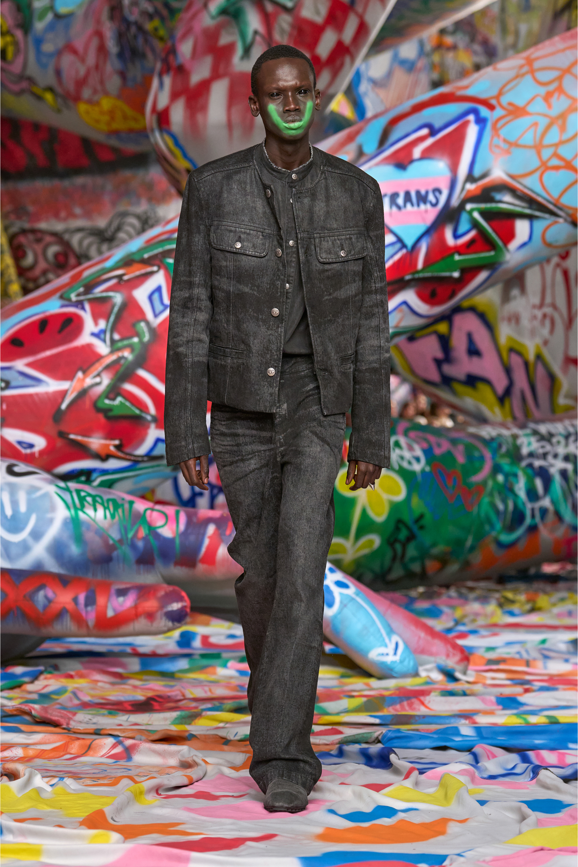 Diesel - D-ABERDEEN-FSH2, Man's Jacket in lasered cotton-hemp denim in Black - 6