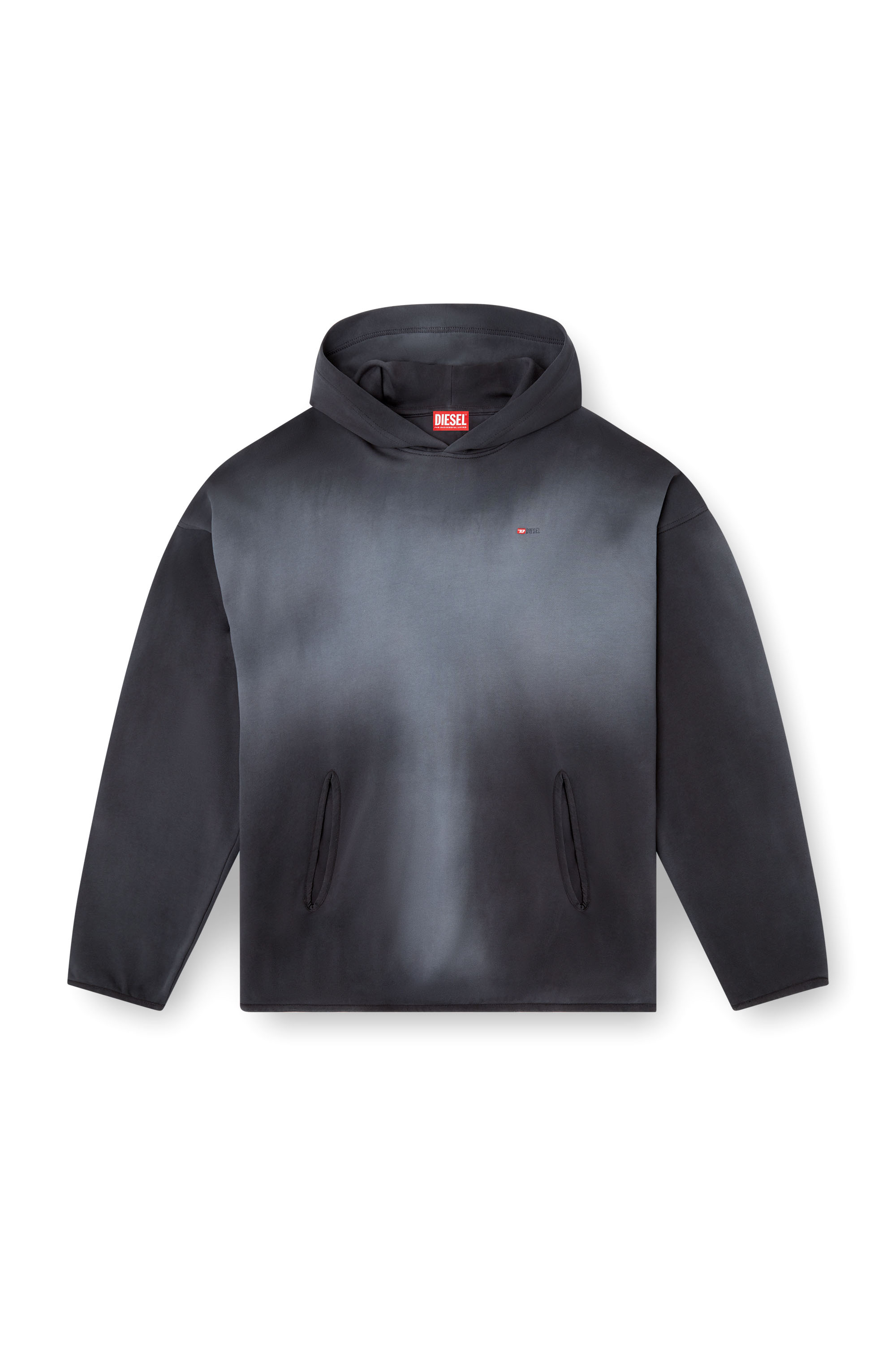 Diesel - S-EE-T1, Man's Faded hoodie with micro logo in Black - 2