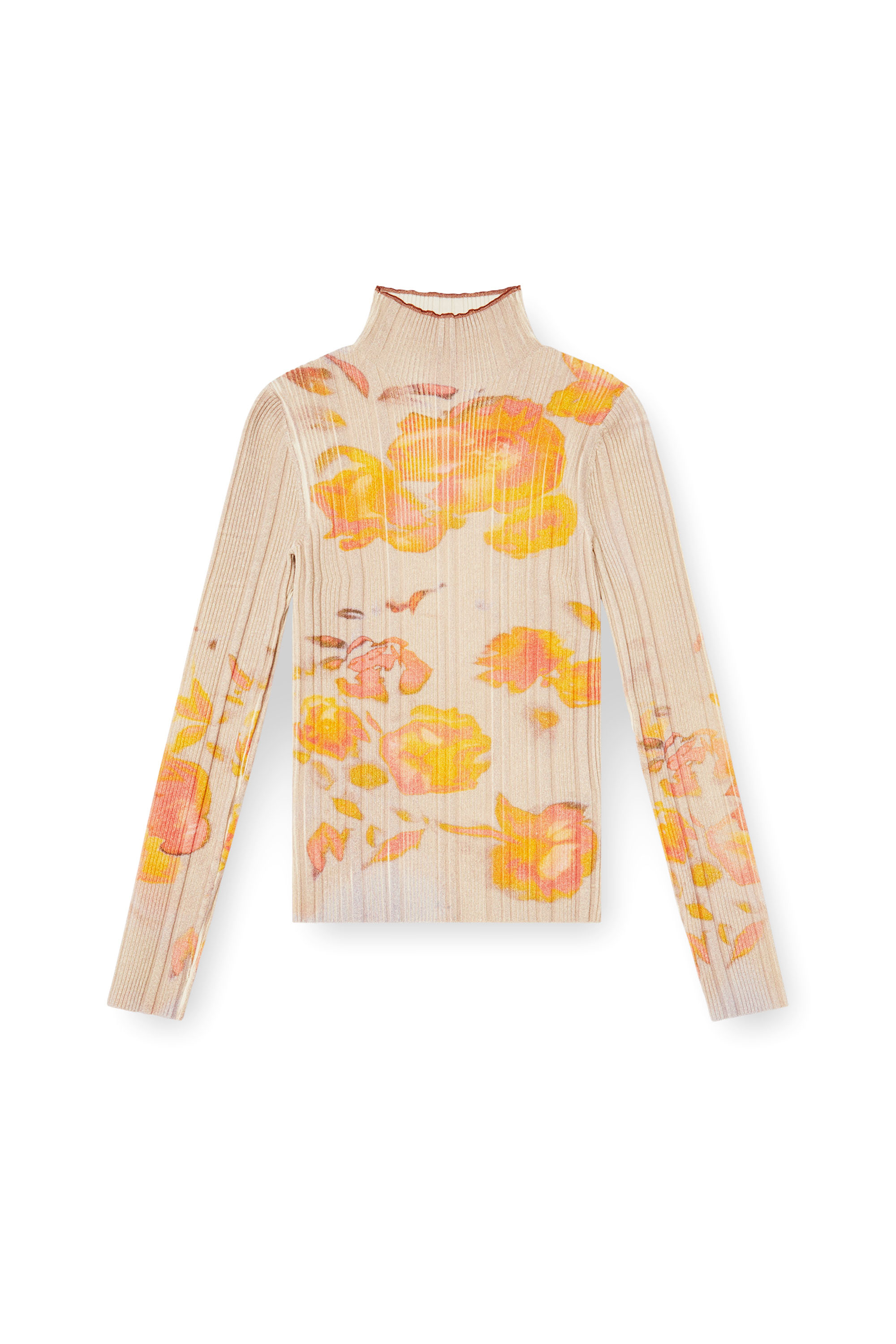 Diesel - M-IORIA, Woman's Ribbed wool turtleneck top with floral print in null - 3