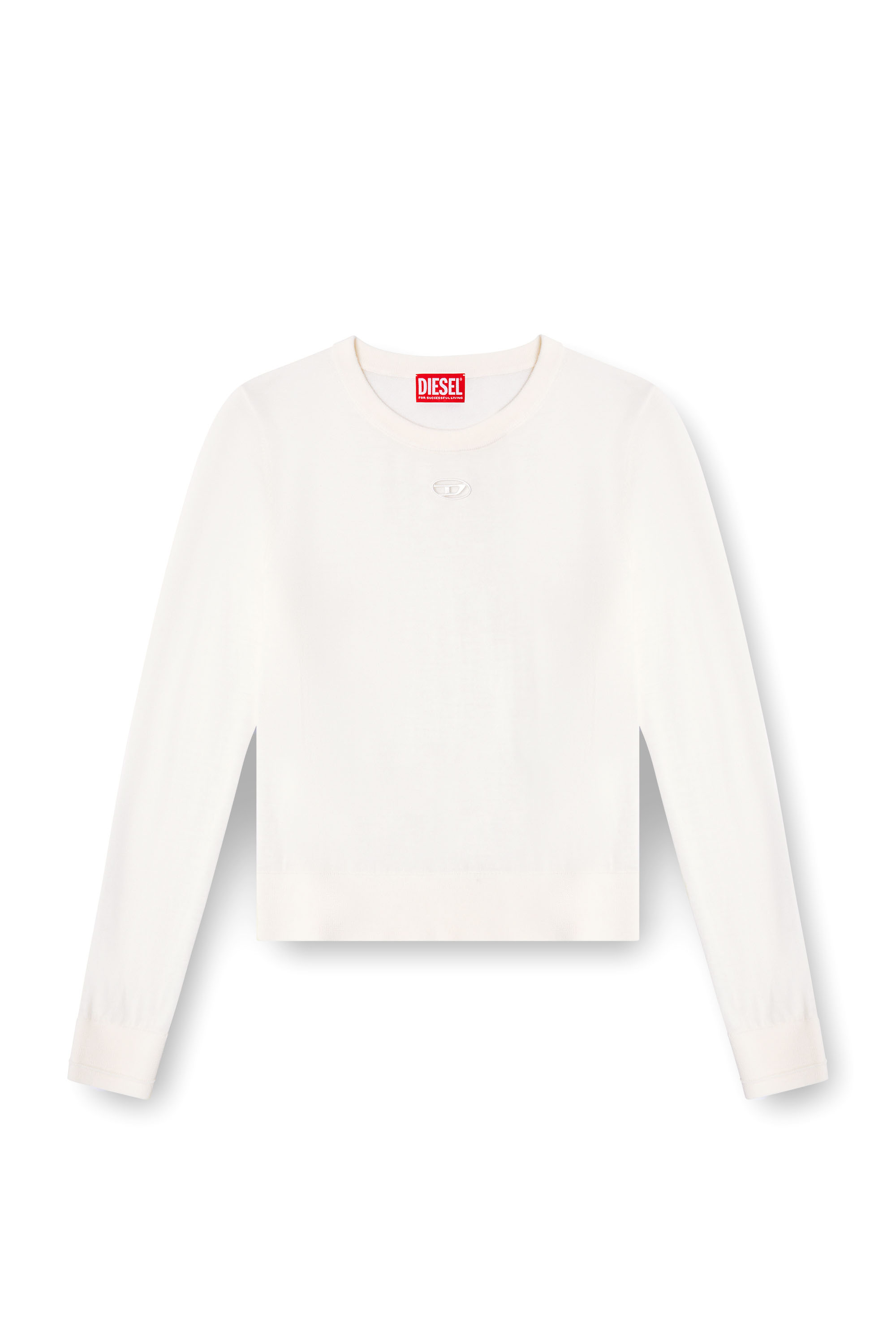 Diesel - M-ALINESA, Woman's Wool jumper with cut-out logo in White - 2