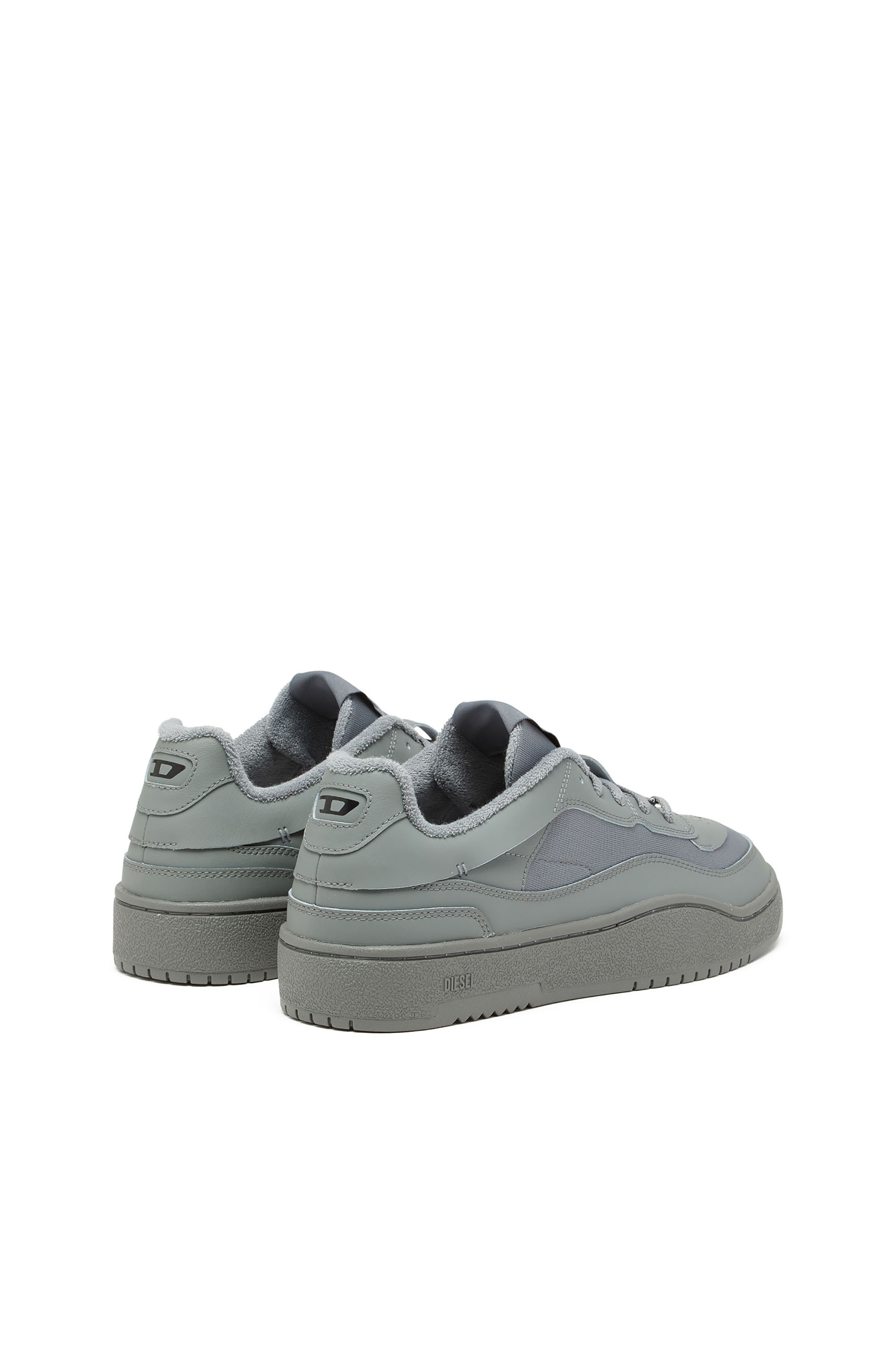 S-OVAL SKATE LOW, Grey Diesel - S-OVAL SKATE LOW, Man's S-Oval Skate-Fabric-panelled leather sneakers in Grey - 3