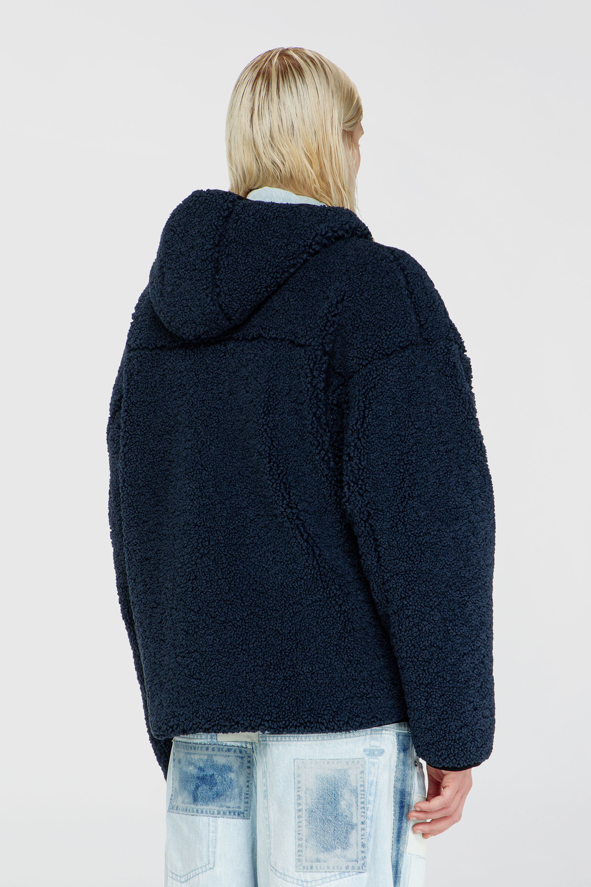 Diesel - S-ZAT, Man's Teddy hoodie sweatshirt in Dark Blue - 4