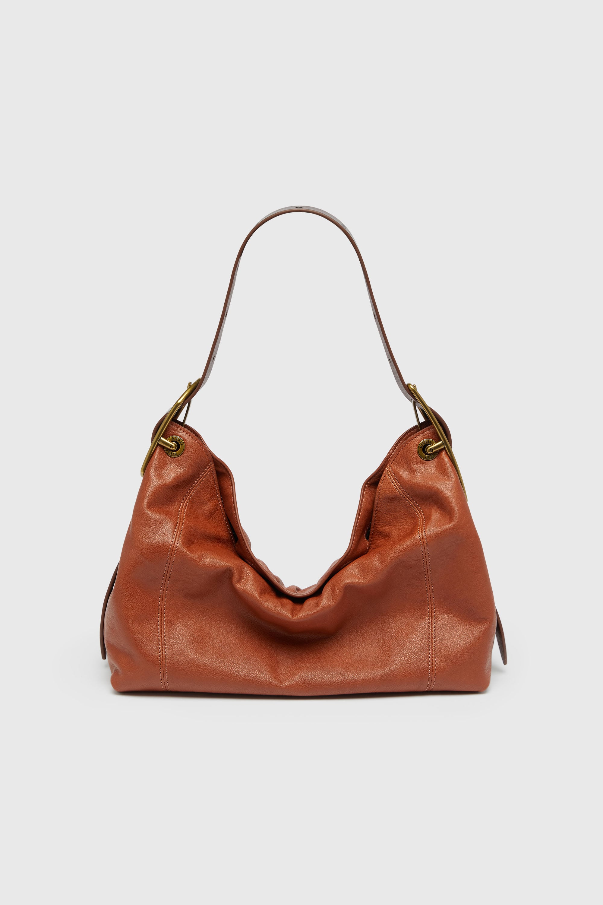 Diesel - D-LINE HOBO S, Woman's D-Line-Shoulder bag in shiny leather in Brown - 1