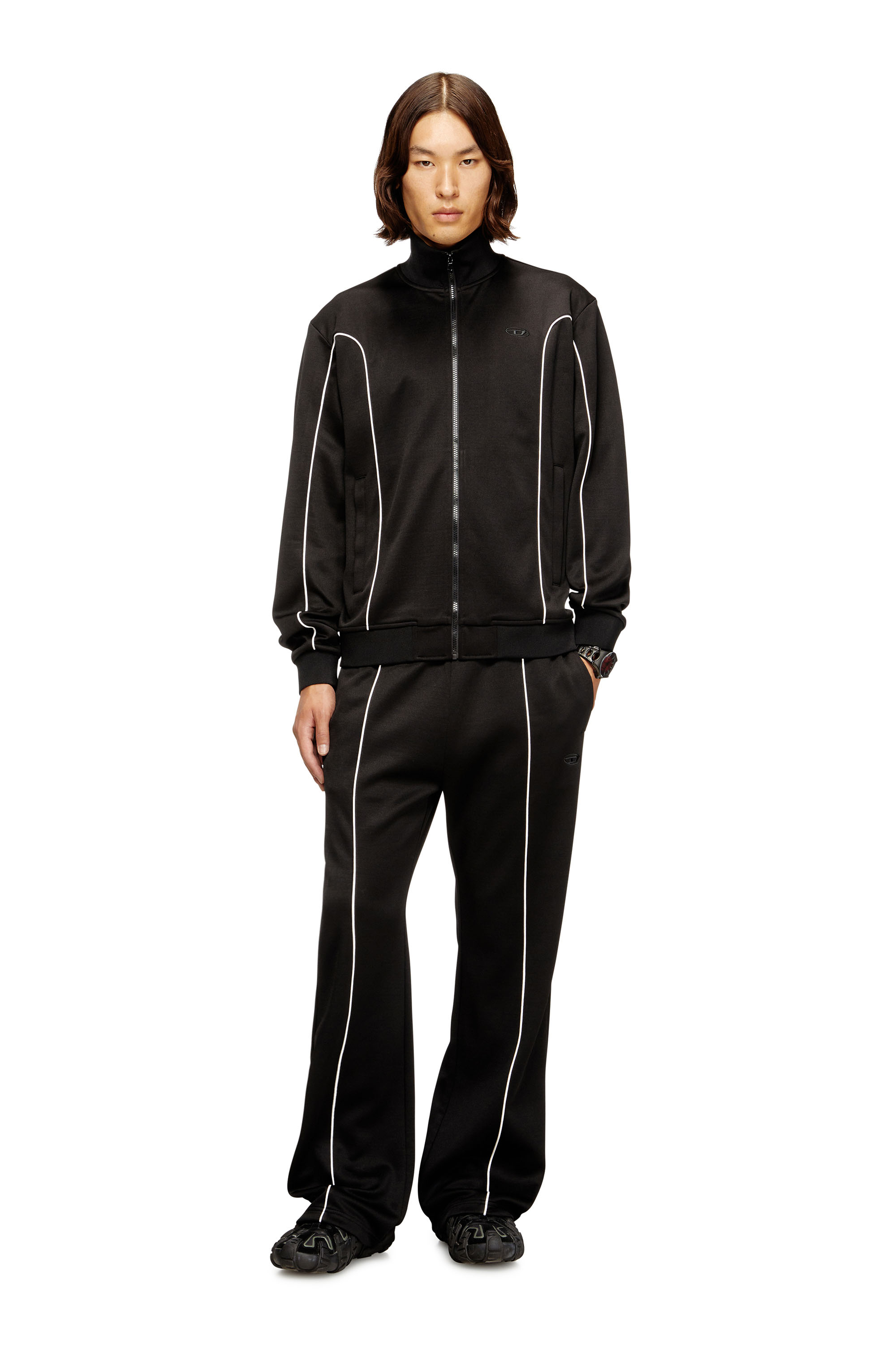 Diesel - P-LOCKING-DO, Man's Track pants with contrast piping in Black - 2